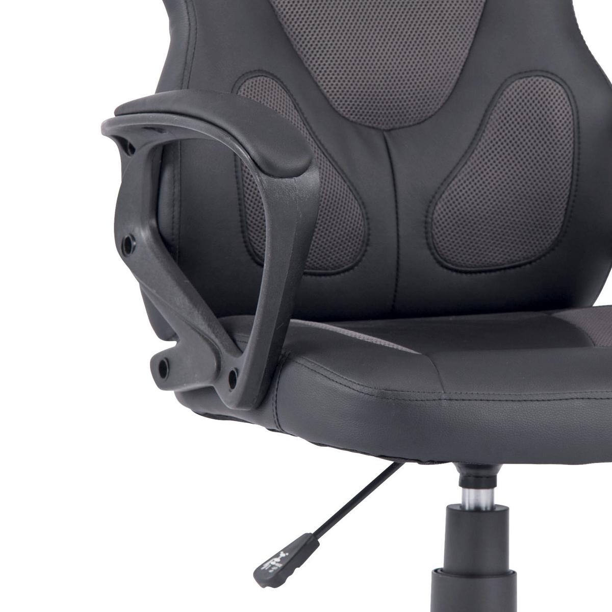 Gaming Stuhl Racer Junior Mit Armstützen, Schwarz - Schwarz/Grau, MODERN, Kunststoff/Textil (57/90-100/54cm)