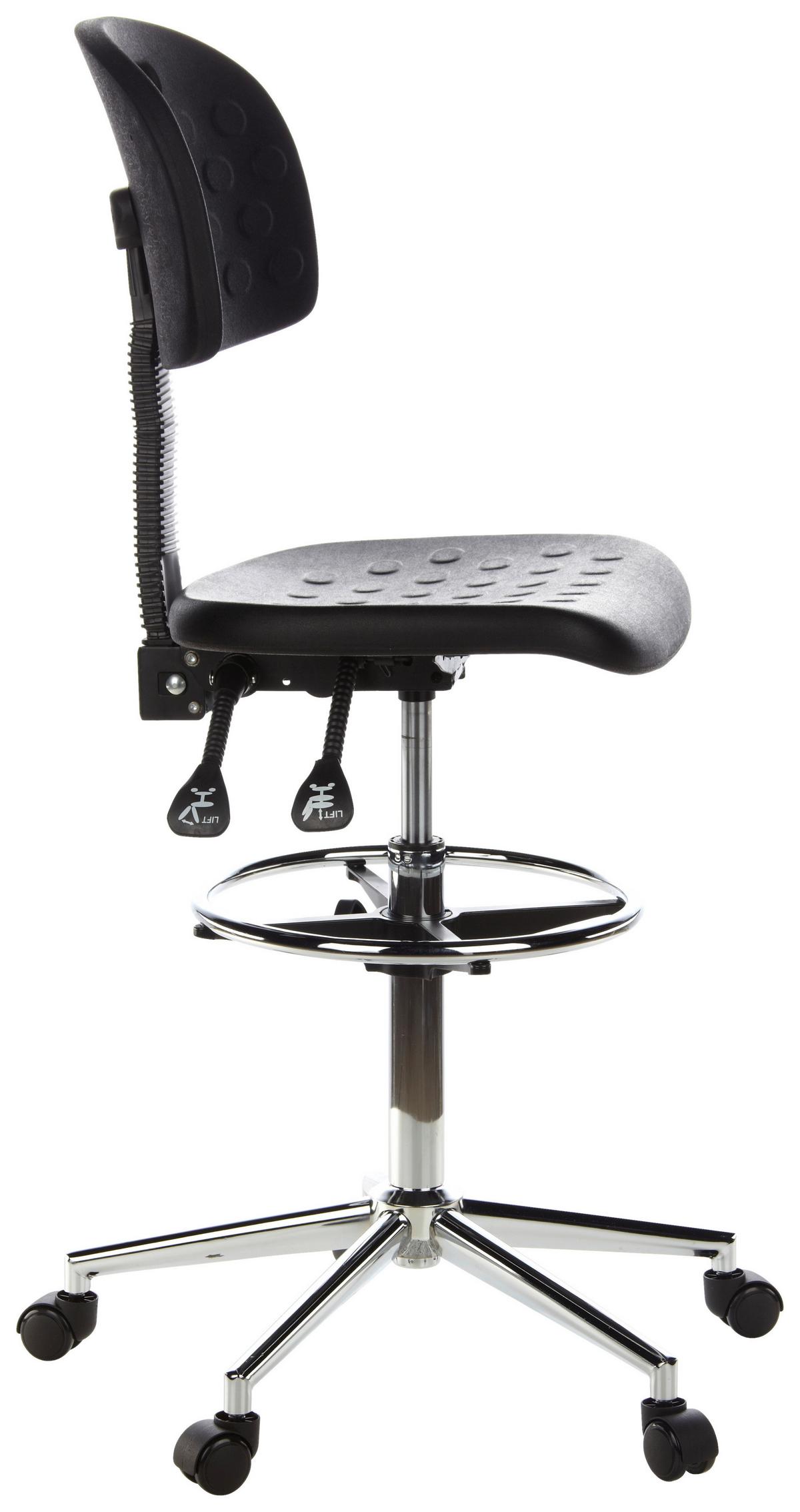 Bürohocker Top Work 23 Schwarz - Chromfarben/Schwarz, MODERN, Kunststoff/Metall (45/132/41cm) - MID.YOU