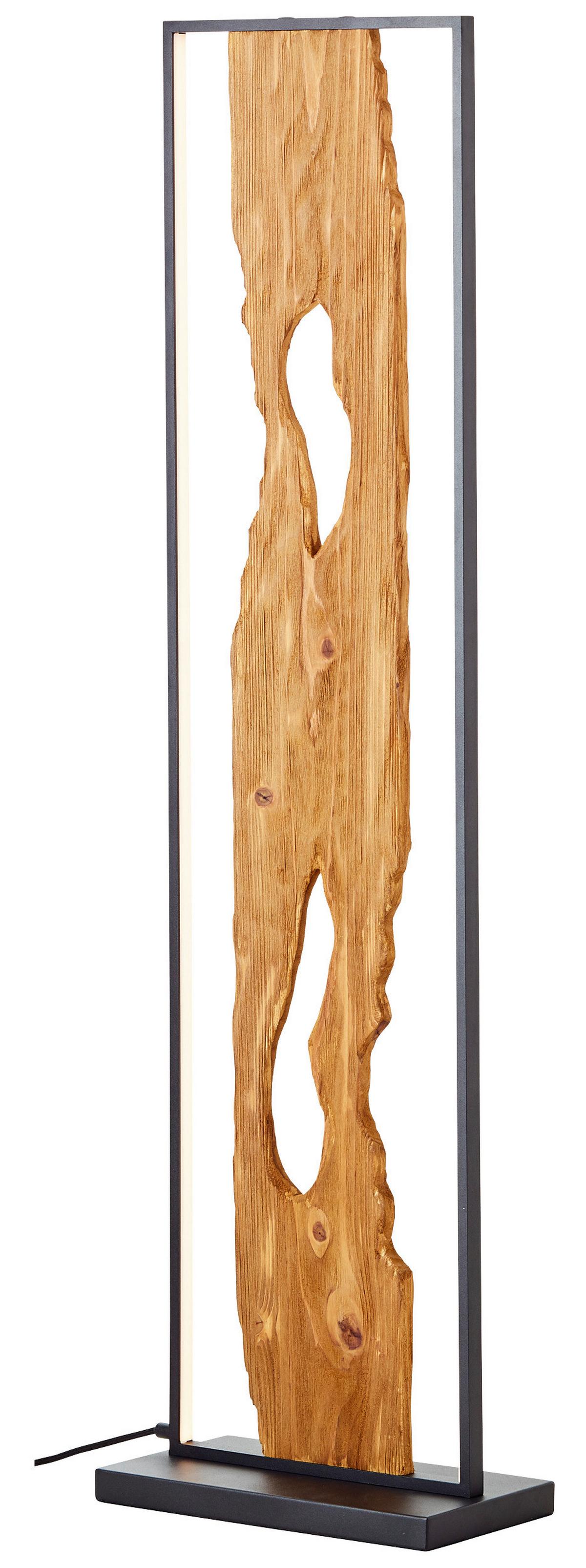 Stehleuchte Holz Chaumont Braun/Schwarz mit Fußschalter - Schwarz/Braun, Design, Holz/Metall (33/18/120cm) - Brilliant