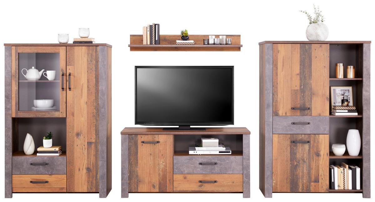 Wohnkombination 4-Tlg. Ontario Old Style/Betonoptik - Trend (341/159/41,5cm) - Ondega