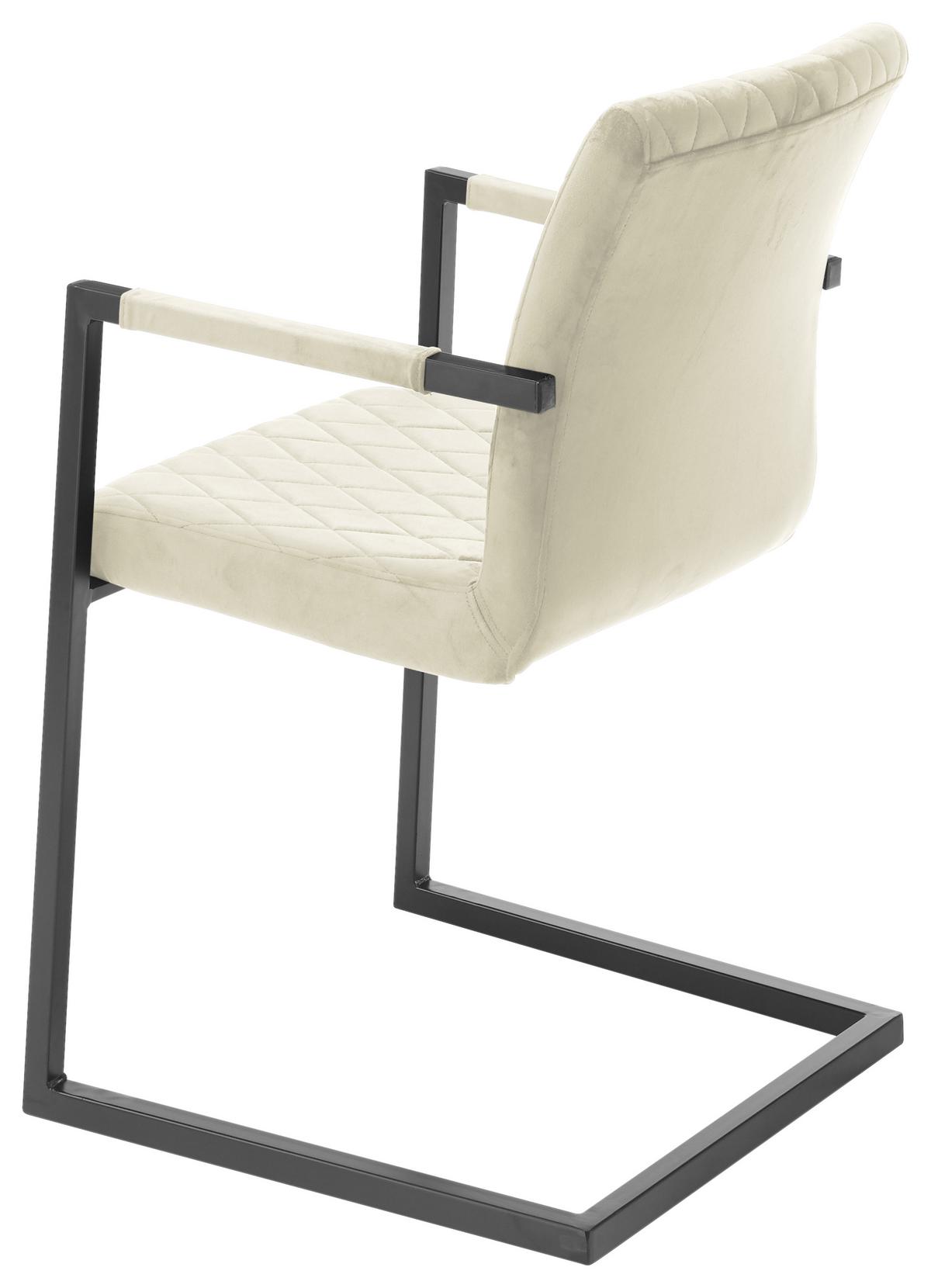Schwingstuhl Kian Beige Gepolstert - Beige/Schwarz, MODERN, Textil/Metall (54/86/63cm) - MID.YOU