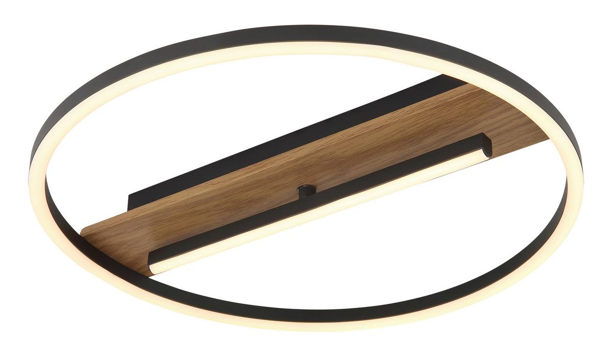 LED-Deckenleuchte 67321-24 - Dunkelbraun/Opal, Natur, Textil/Metall (40,5/5,5cm) - Globo