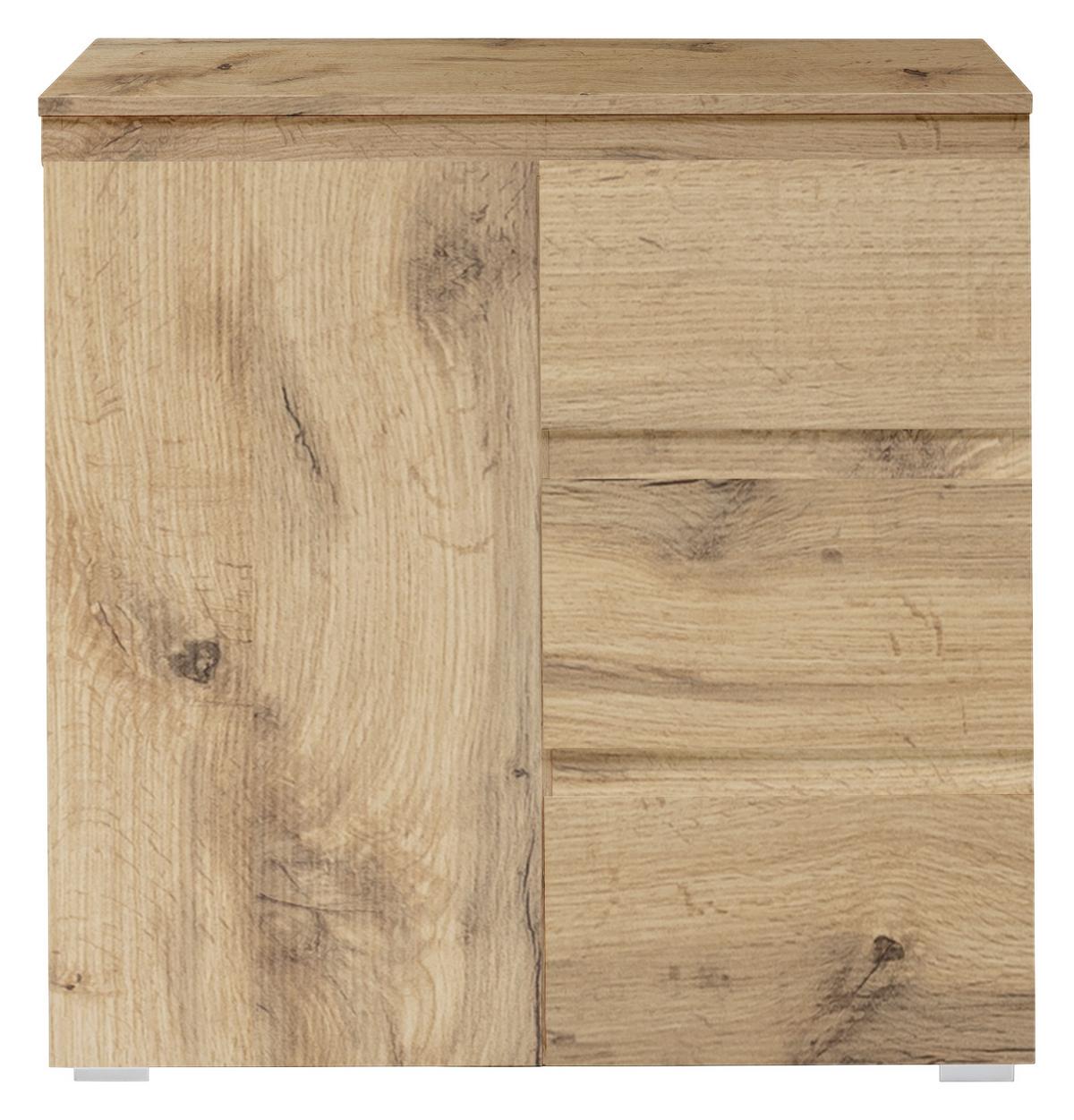 Kommode 80 cm Image Eiche Dekor - Eichefarben/Silberfarben, KONVENTIONELL, Holzwerkstoff (80/80/40cm) - MID.YOU