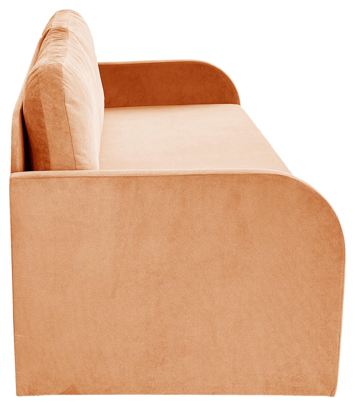 Schlafsofa Mit Bettkasten Milan Aprikose B: 203 Cm - Aprikose/Schwarz, Design, Textil (203/77/86cm) - MID.YOU
