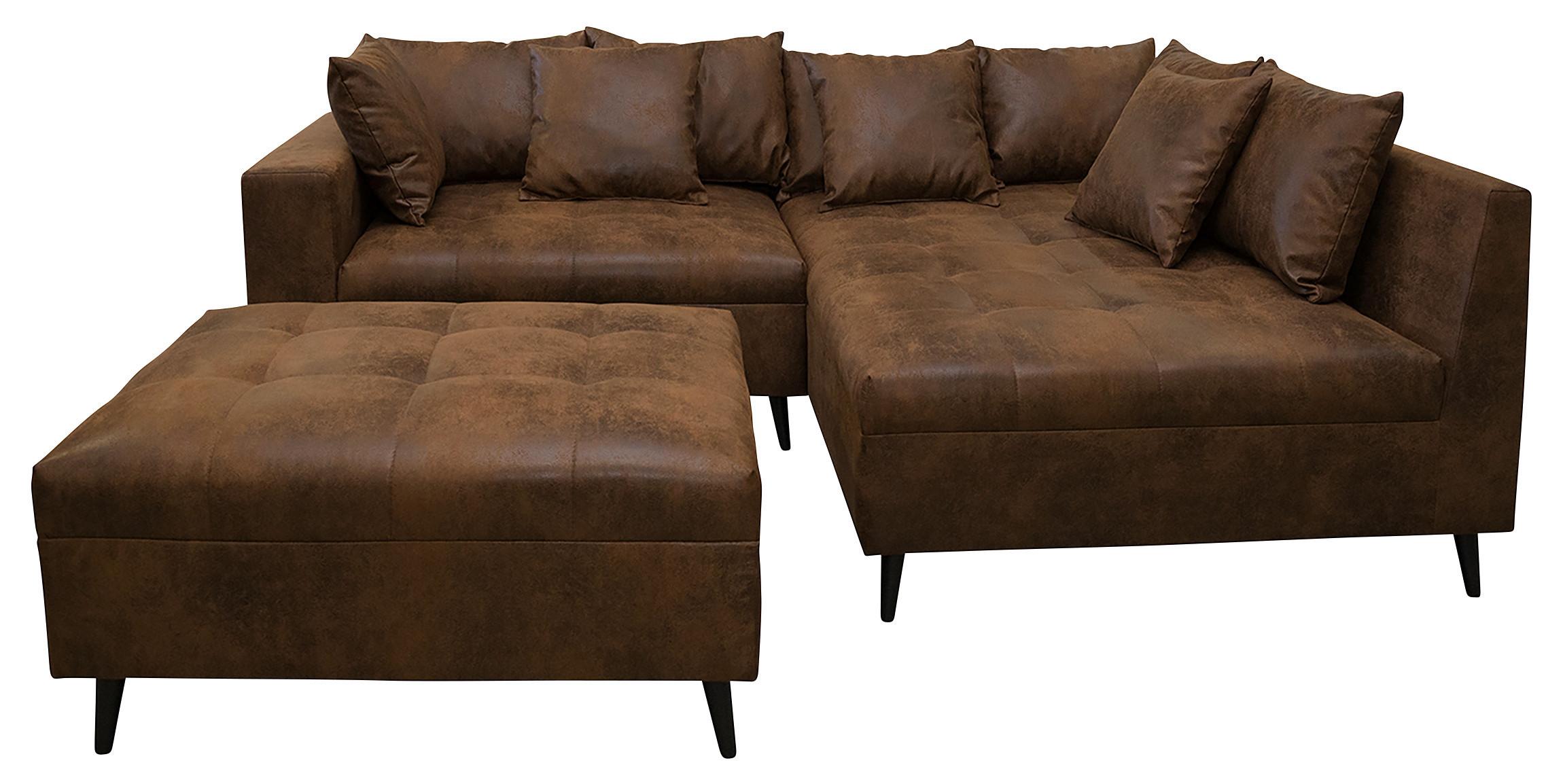 Ecksofa Pruno, Braun S: 247x174 Cm - Schwarz/Braun, Design, Textil (247/174cm) - MID.YOU