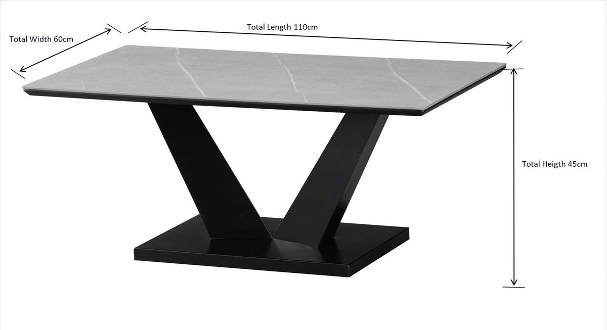 Dohányzóasztal Fusion - fekete/szürke, Modern, faalapú anyag/fém (110/45/60cm)