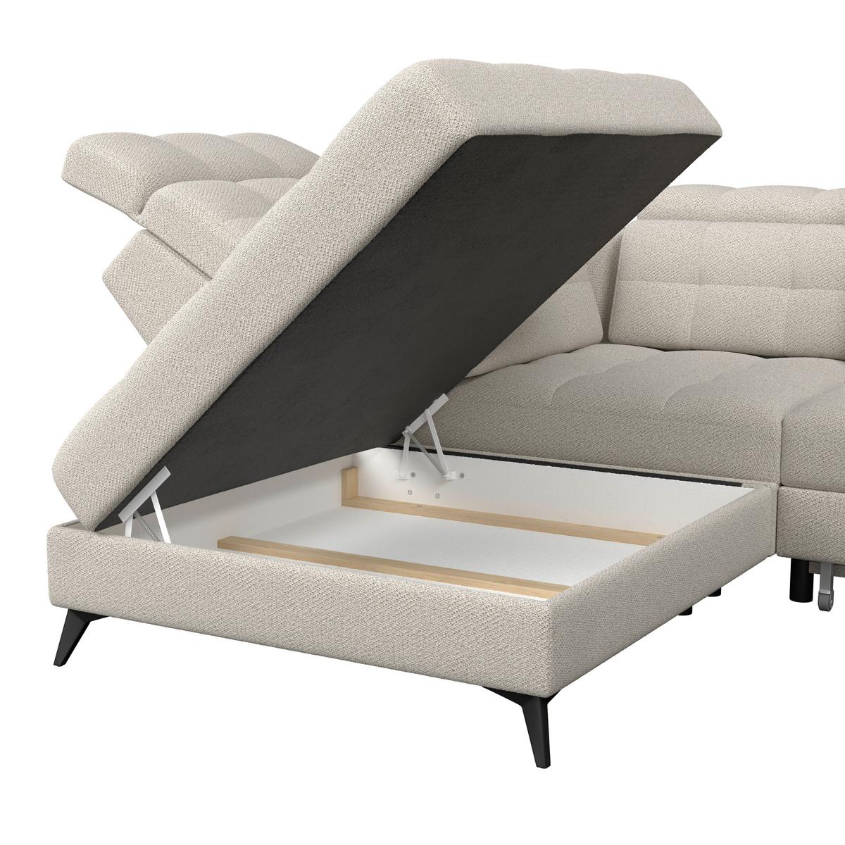 Ecksofa Barletta New Velours Greige, 228x289cm - Greige/Schwarz, ROMANTIK / LANDHAUS, Textil (228/289cm) - Luca Bessoni