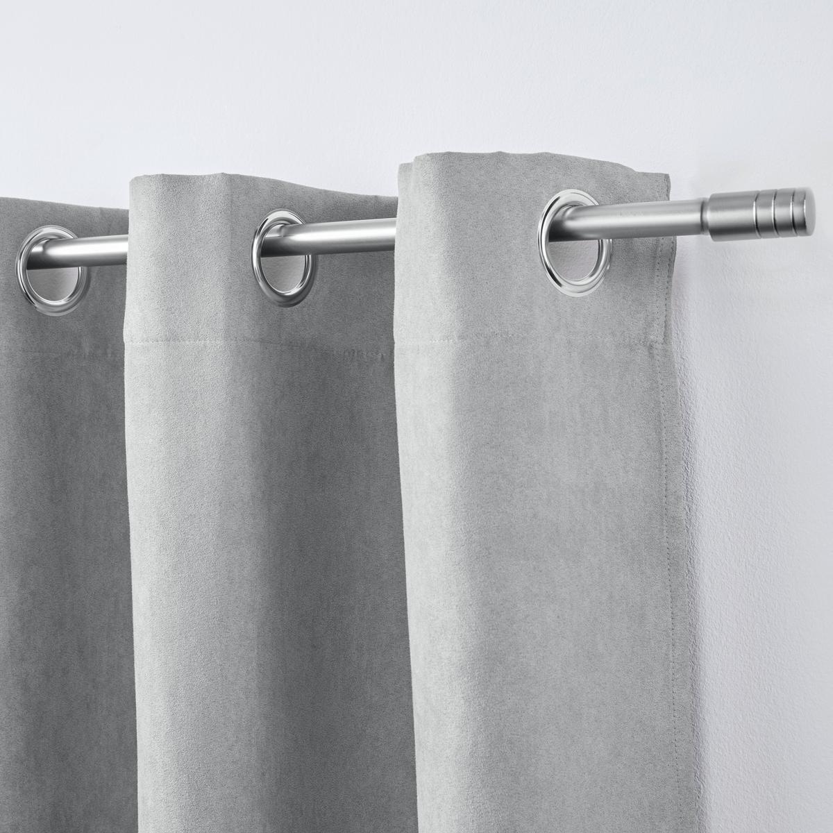 ZÁVES S OČKAMI Velours, 140/245cm, sivá - sivá, Konventionell, textil (140/245cm) - Modern Living