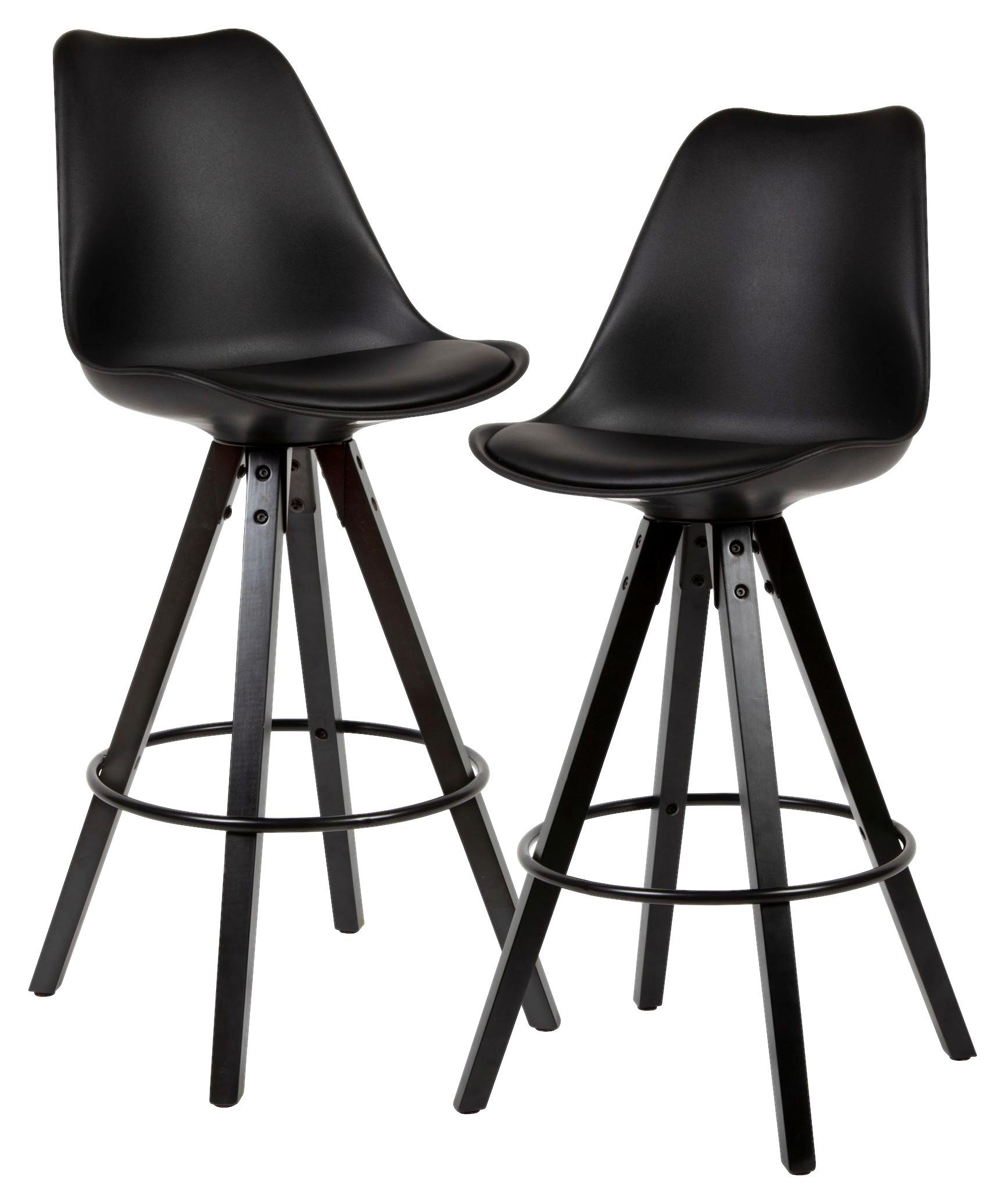 Barhocker Set Wohnling 44x113x39 cm Schwarz - Schwarz, MODERN, Holz/Kunststoff (44/113/39cm) - MID.YOU