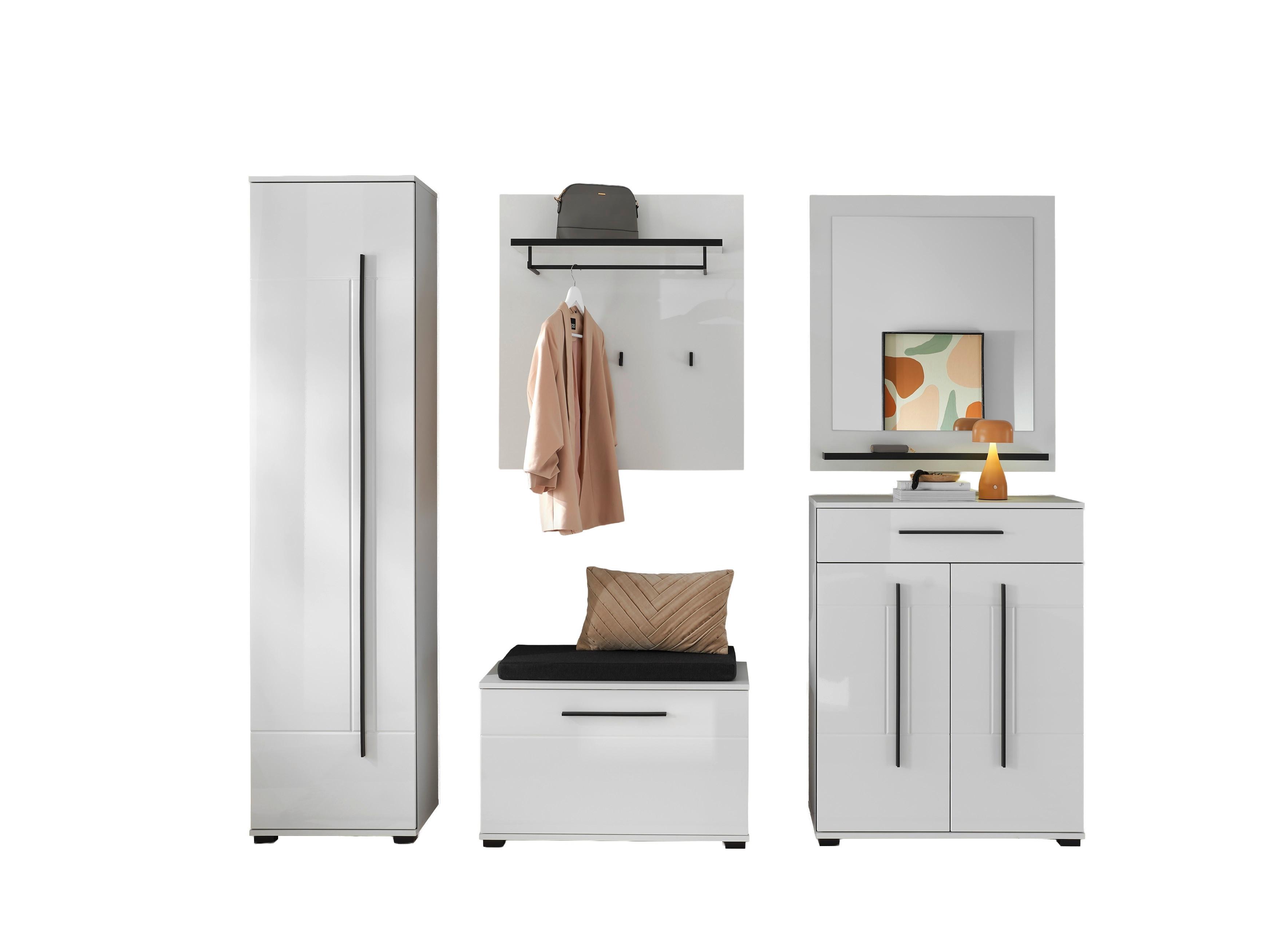 GARDEROBE Cantara Weiß/Weiß HG B: 230cm - Weiß Hochglanz/Weiß, MODERN, Holzwerkstoff (230/201/39cm) - MID.YOU