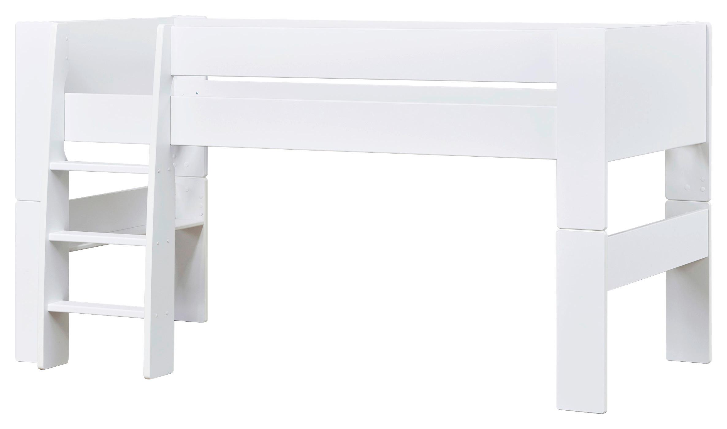 Hochbett Pure Weiß, Lf: 90x200 cm - Weiß/Naturfarben, MODERN, Holz/Holzwerkstoff (90/200cm) - MID.YOU