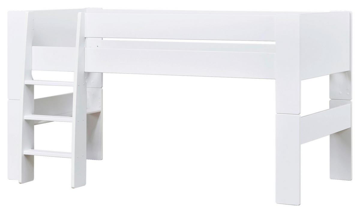 Hochbett Pure Weiß, Lf: 90x200 Cm - Weiß/Naturfarben, MODERN, Holz/Holzwerkstoff (90/200cm) - MID.YOU