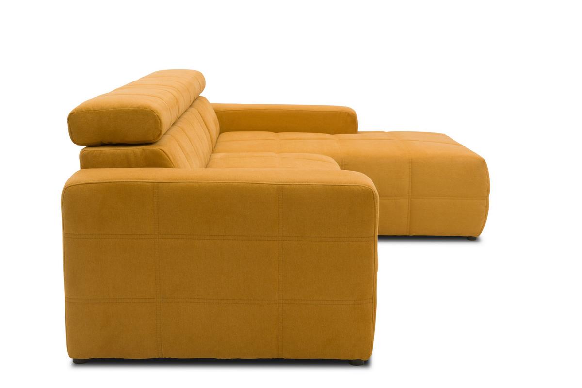 Ecksofa + Kopfteilverstellung Brandon Orange Mikrofaser - Schwarz/Orange, Design, Textil (285/175cm) - MID.YOU