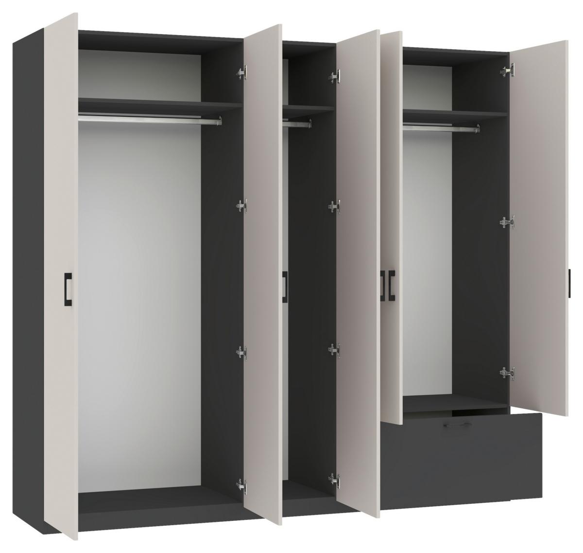 Drehtürenschrank Mit Schublade 225cm Mila Kaschmir/anthrazit - Kaschmir/Anthrazit, KONVENTIONELL, Holzwerkstoff (225/210/54cm)