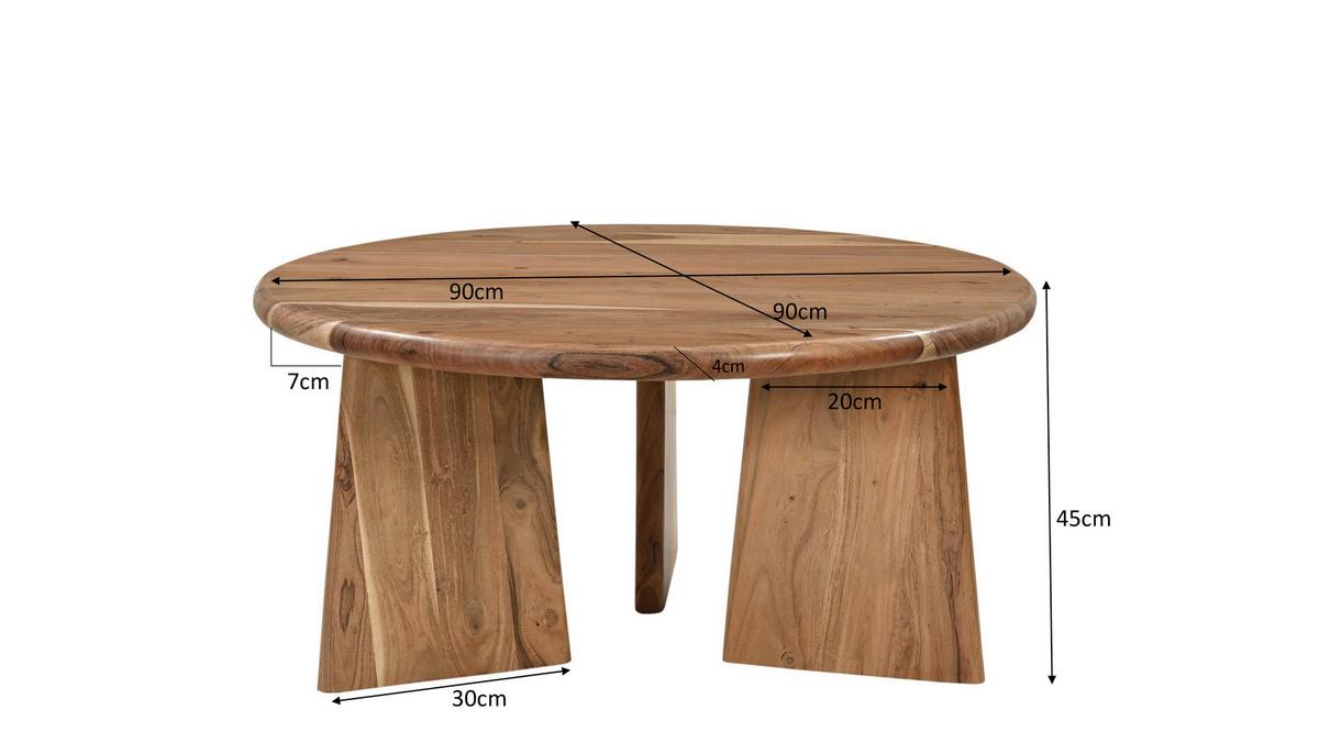 COUCHTISCH Akazie Natur B: 90cm - Naturfarben, Design, Holz (90/90/44cm) - MID.YOU