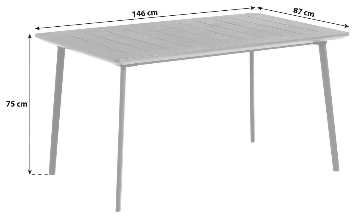 Gartentisch Metalea Table Metall L: 146 cm - Schwarz, Basics, Kunststoff/Metall (146/75/87cm) - Keter