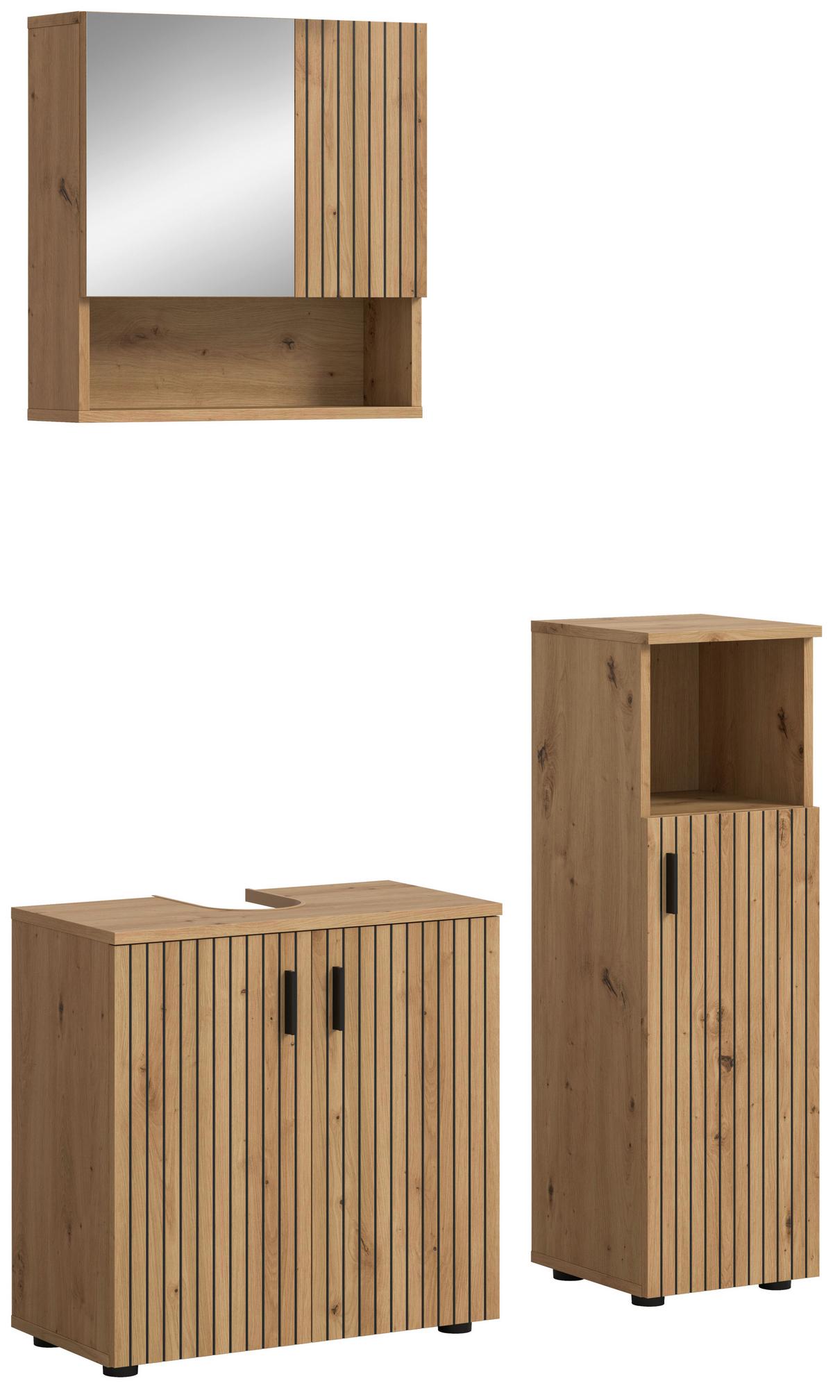 BADEZIMMER Eiche Artisan B: 105cm - Schwarz/Eiche Artisan, Basics, Holzwerkstoff (105cm) - MID.YOU