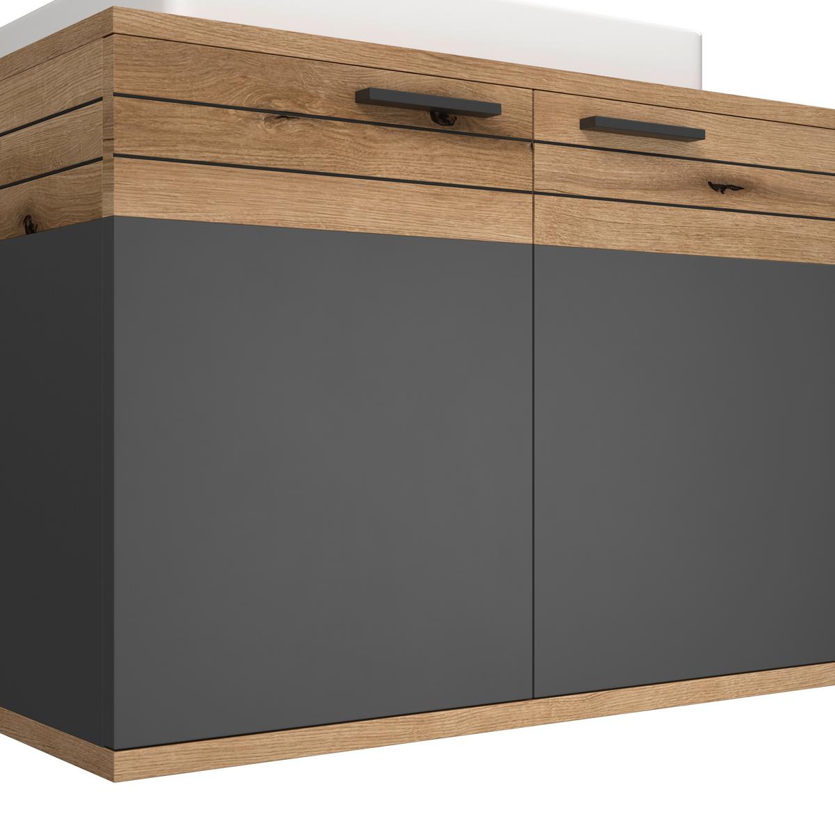 Waschbecken mit Unterschrank Cotia Catlu B: 80 cm - Eichefarben/Anthrazit, MODERN, Keramik/Holzwerkstoff (80/57/48cm) - James Wood