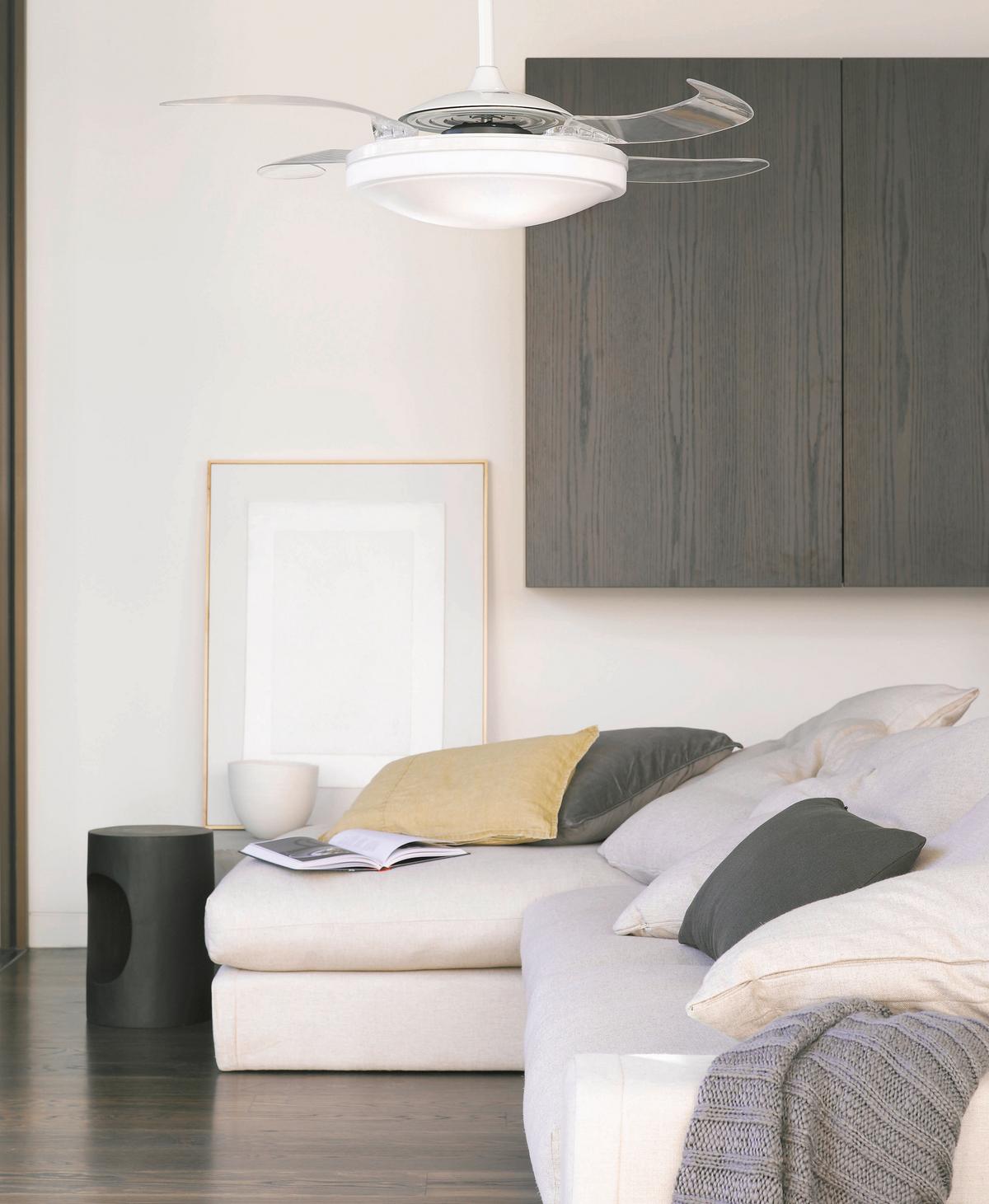 Deckenventilator Fanaway Weiß 4 Kunststoffflügel,led-Leuchte - Klar/Weiß, Basics, Kunststoff/Metall (122/41cm) - P & B