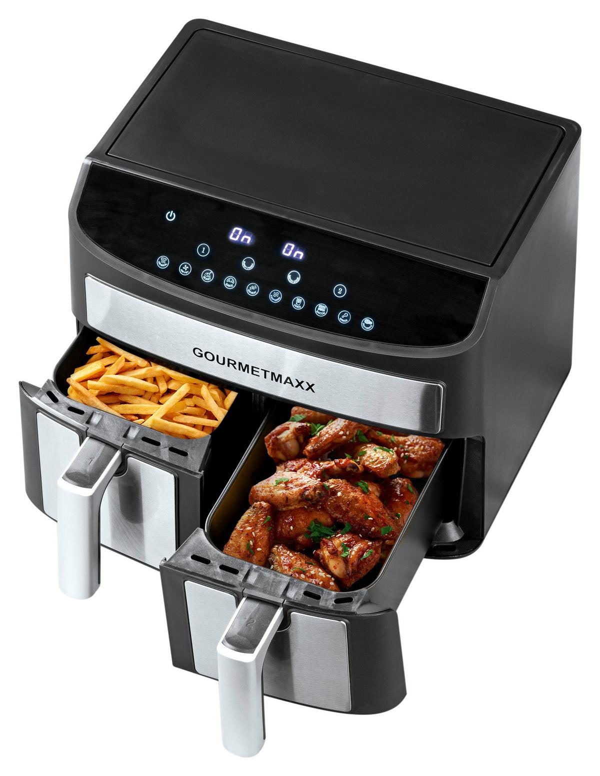 Heißluftfritteuse Zweikammernmodell - Silberfarben/Schwarz, LIFESTYLE, Kunststoff/Metall (39/36/31cm)