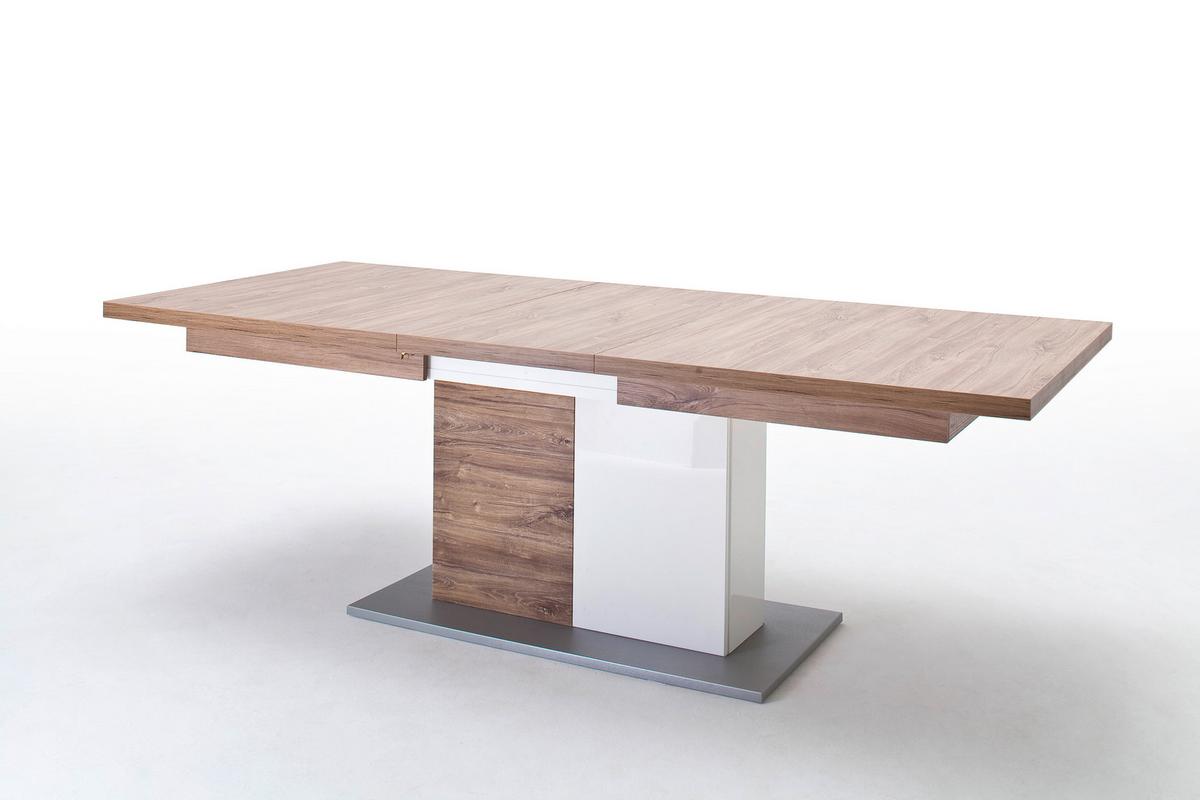 Esstisch Ausziehbar Luzern 180-230x100cm Weiß/eiche Dekor - Eichefarben/Weiß, Design, Holzwerkstoff (180-230/100/77cm) - Livetastic