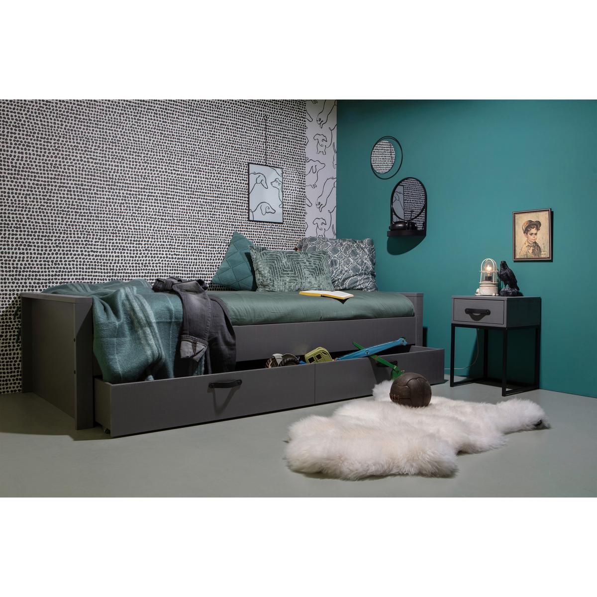 Nachttisch Morris, Grau/schwarz B: 35 Cm - Schwarz/Grau, Design, Holz/Metall (35/35/52cm) - Livetastic