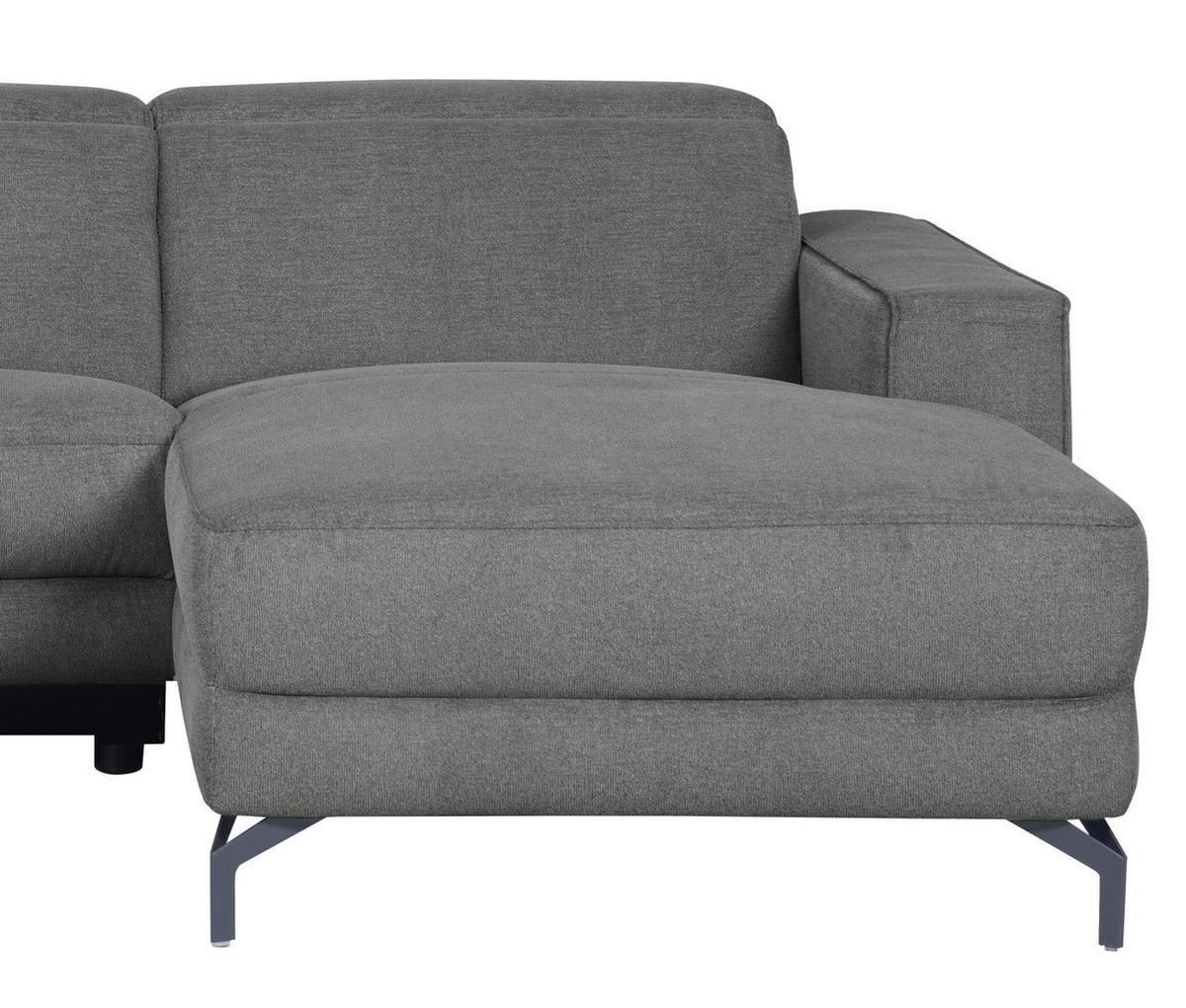 Ecksofa Michelle Grau S: 278x108 cm - Schwarz/Grau, Design, Textil (278/176cm) - Livetastic