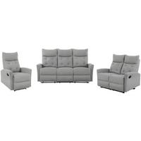 Sitzgarnitur 3-tlg. Nuvia Mit Relaxfunktion Grau - Schwarz/Grau, Design, Textil - Livetastic
