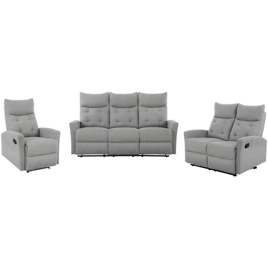 Sitzgarnitur 3-Tlg. Nuvia mit Relaxfunktion Grau