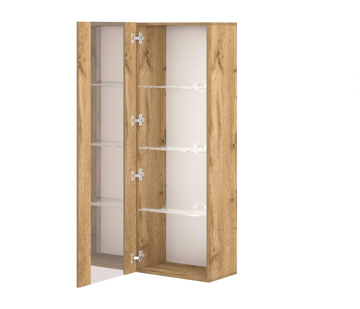 Hängevitrine Wandvitirine Vivien 09 Led - Eiche Wotan, Design, Glas/Holzwerkstoff (40/140/30cm) - Livetastic
