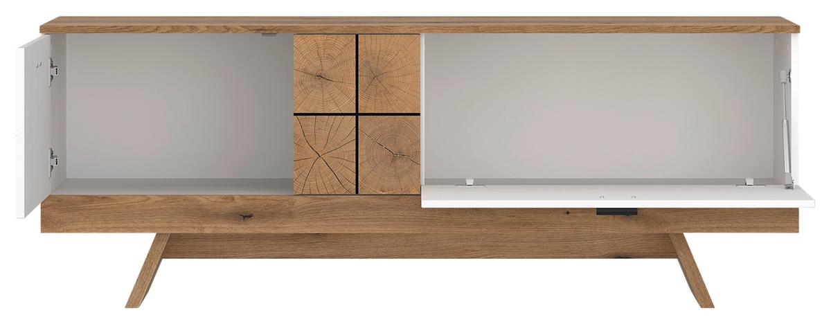 Tv-element Oreta B: 162 Cm Weiß Hochglanz/eichefarben - Eichefarben/Weiß Hochglanz, MODERN, Holzwerkstoff (162/61,4/45cm)