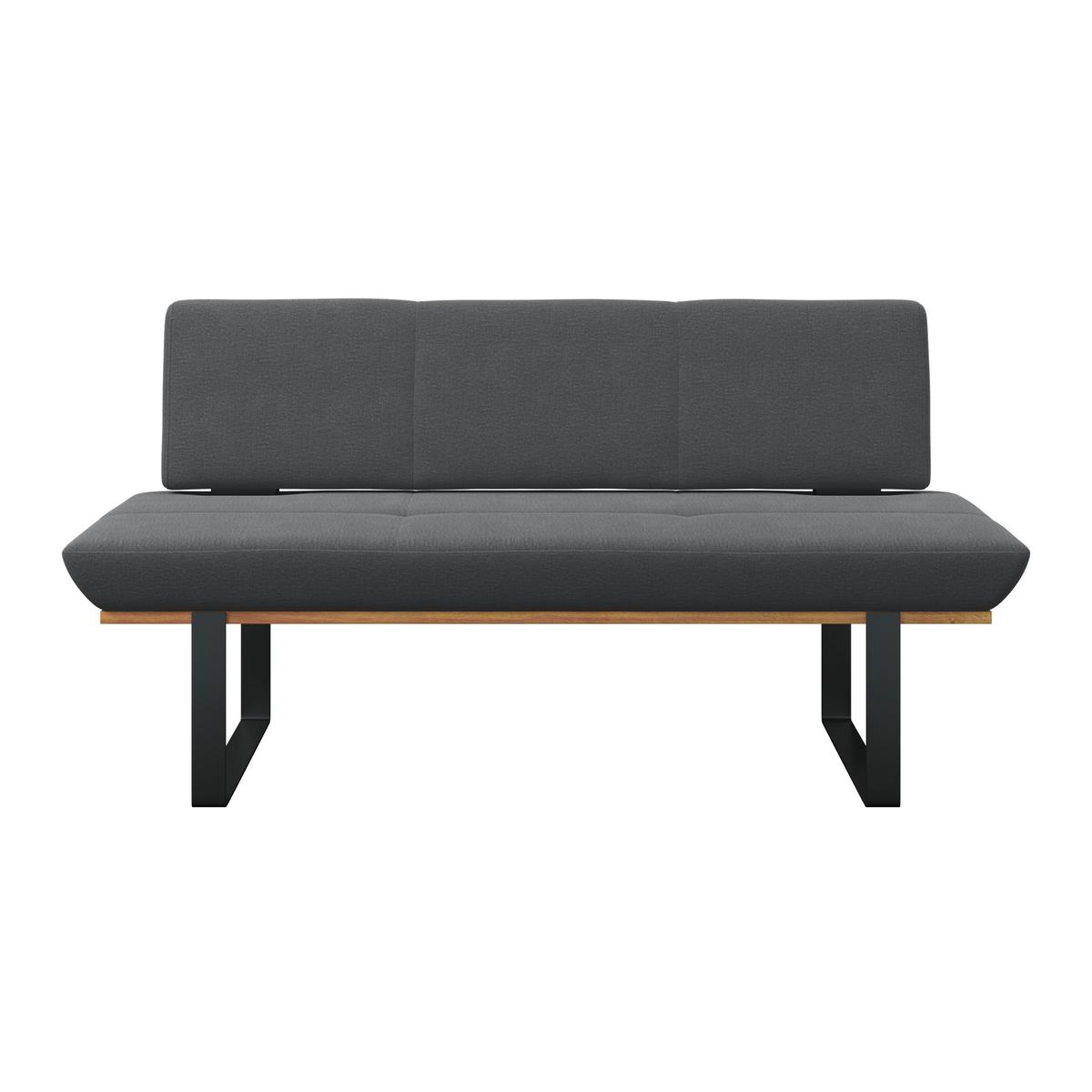 Sitzbank Tristan Webstoff schwarz, B: 170cm - Schwarz, MODERN, Holz/Textil (170/48/90cm) - James Wood