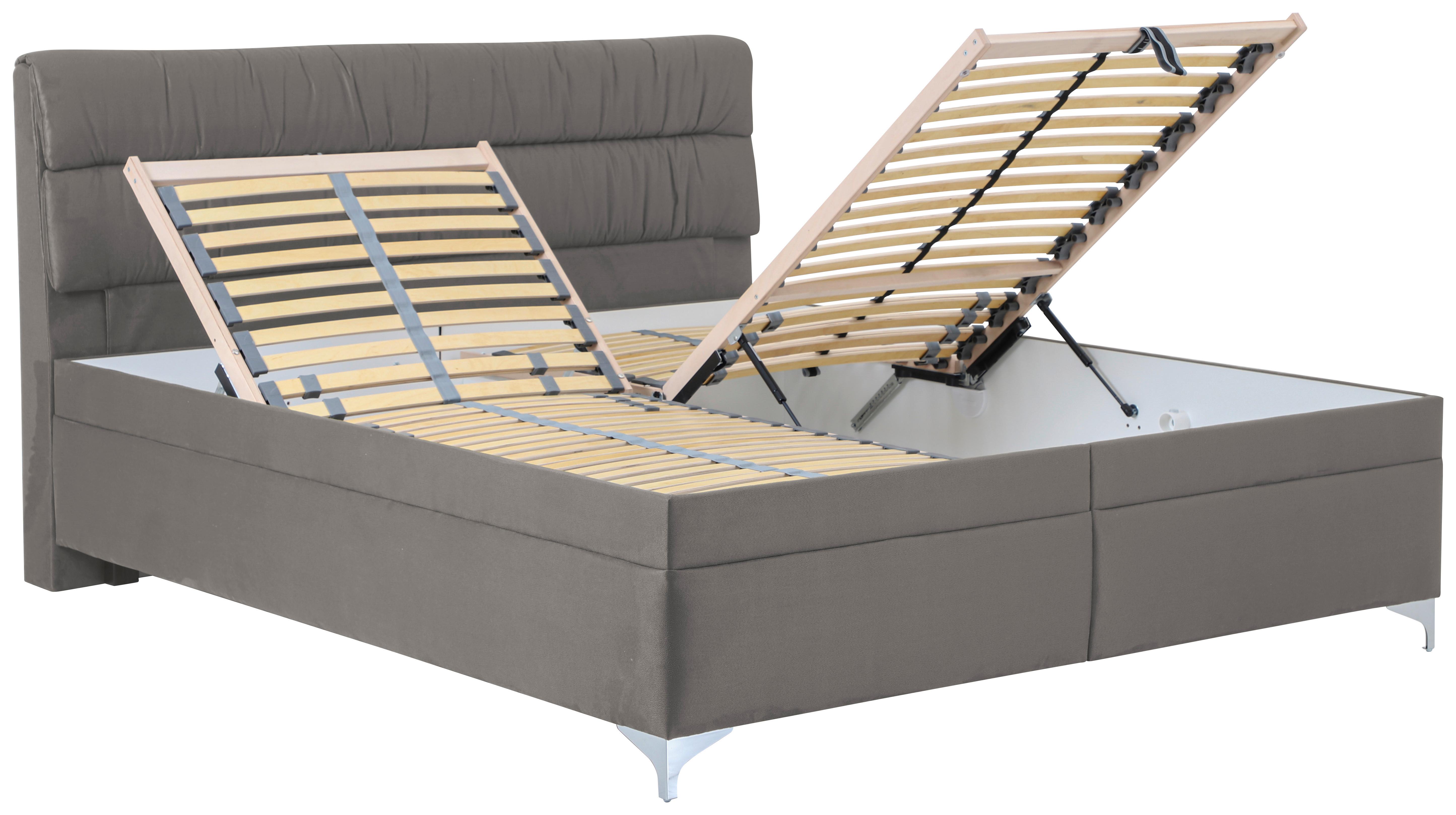 Čalouněná postel ALORA 180x200, šedá - šedá/barvy chromu, dřevo/plast (180/200cm)