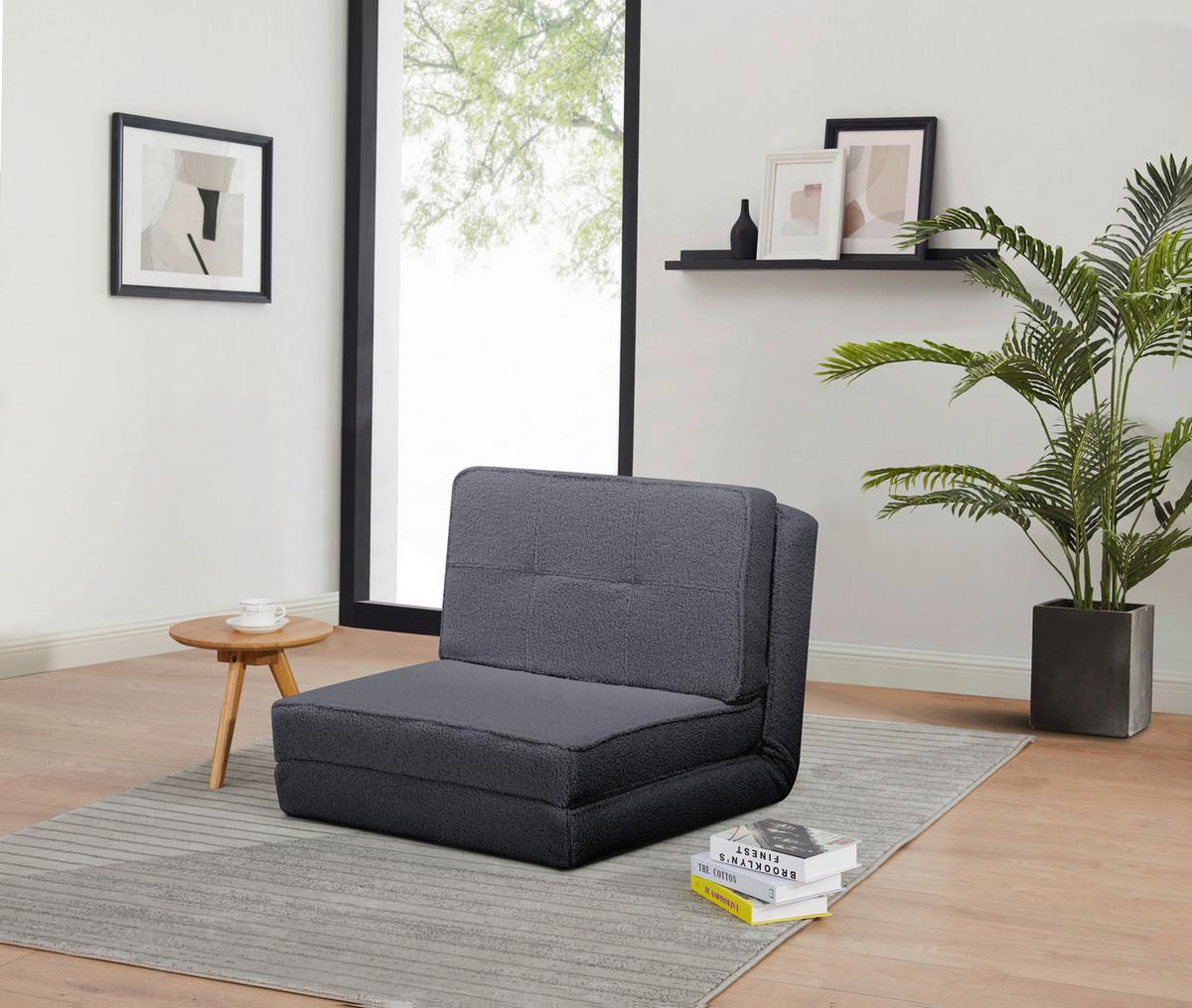 Schlafsofa Luc Grau 74x61,5x80 cm - Grau, MODERN, Textil (74/61,5/80cm) - MID.YOU