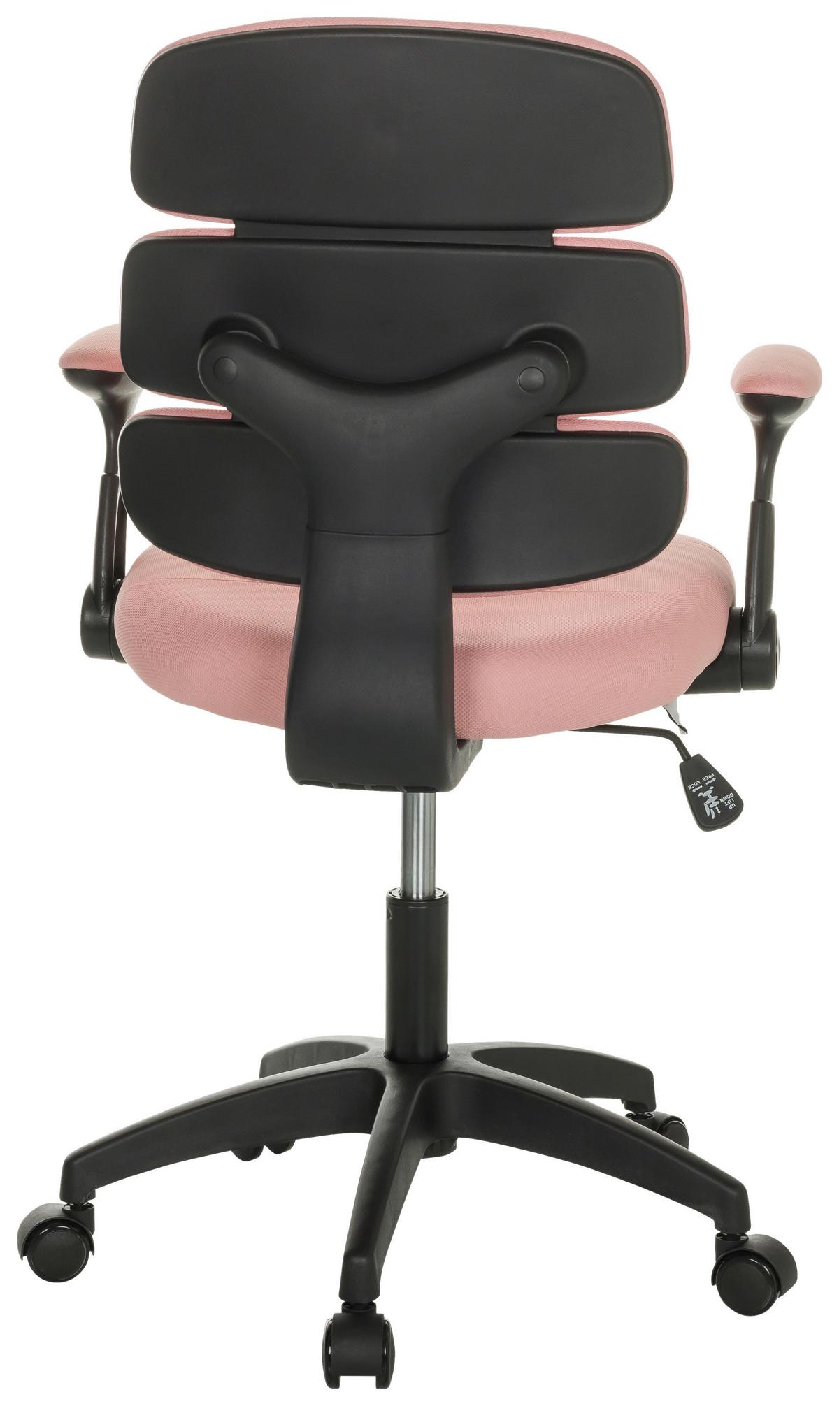 Jugenddrehstuhl Kid Ergolino B mit Armstützen Rosa Bis 100 Kg - Schwarz/Rosa, Basics, Kunststoff/Textil (62/86-97/62cm) - MID.YOU