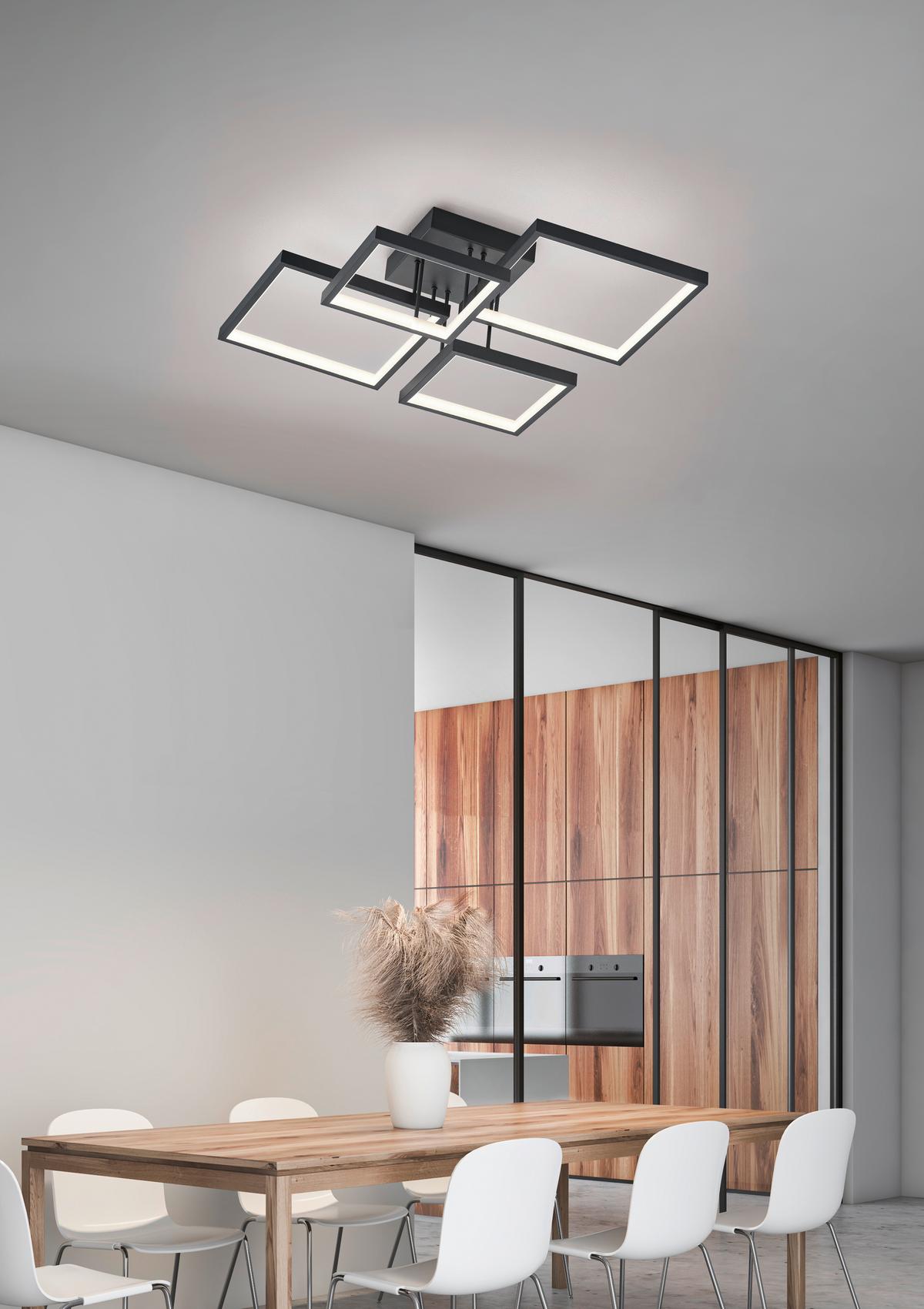 LED-Deckenleuchte, 3000k 627710432 Sorrento - Schwarz/Weiß, Basics, Kunststoff/Metall (52,5/16,0/52,5cm) - Trio Leuchten