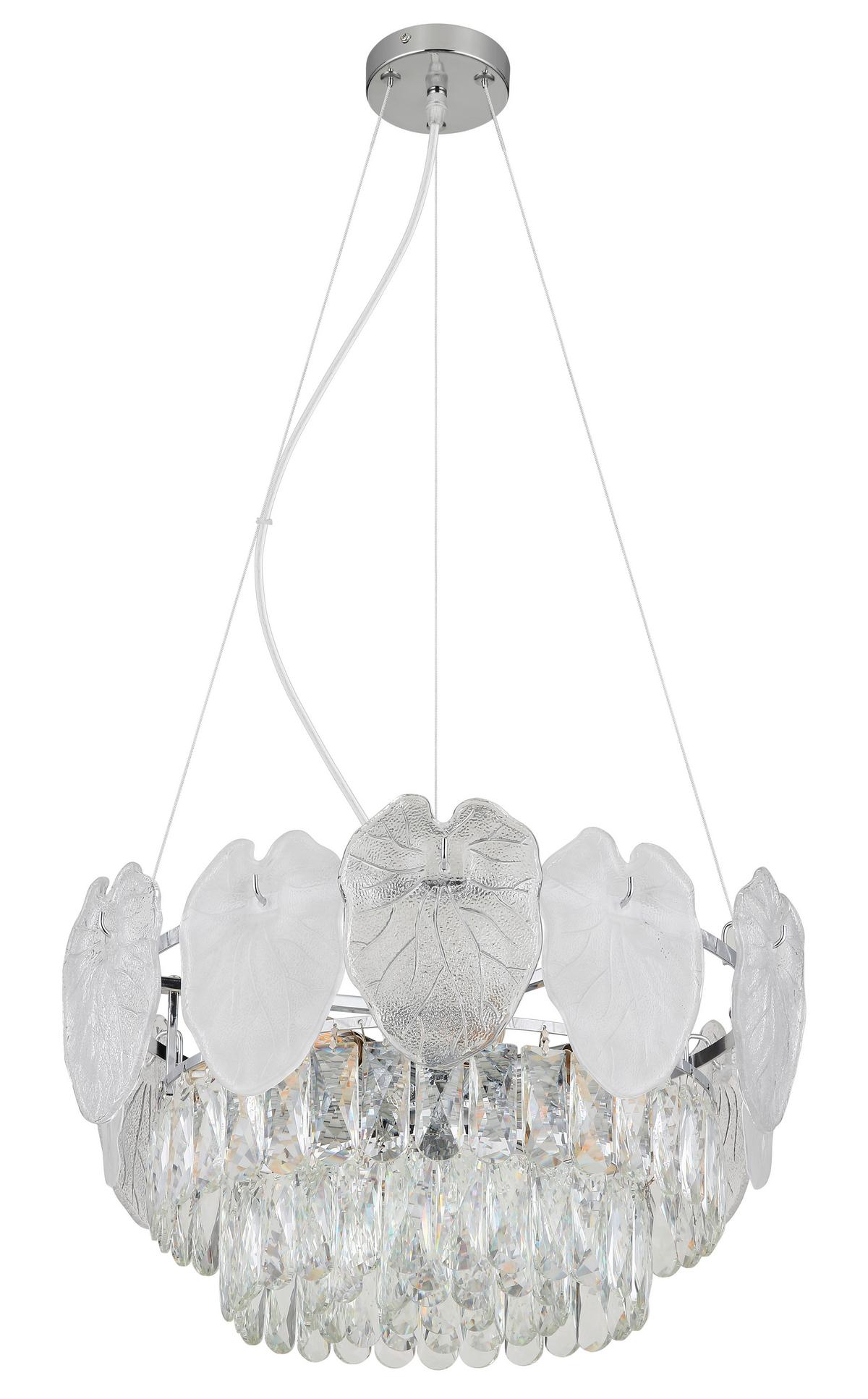Kronleuchter 15888h - Klar/Chromfarben, KONVENTIONELL, Glas/Metall (50/120cm) - Globo