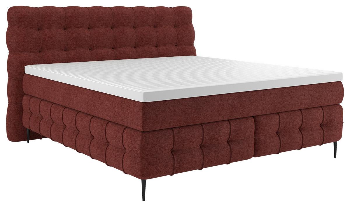 Boxspring- Ágy Scarlett 160/200cm - sötétvörös, Konventionell, faalapú anyag/textil (160/200cm)