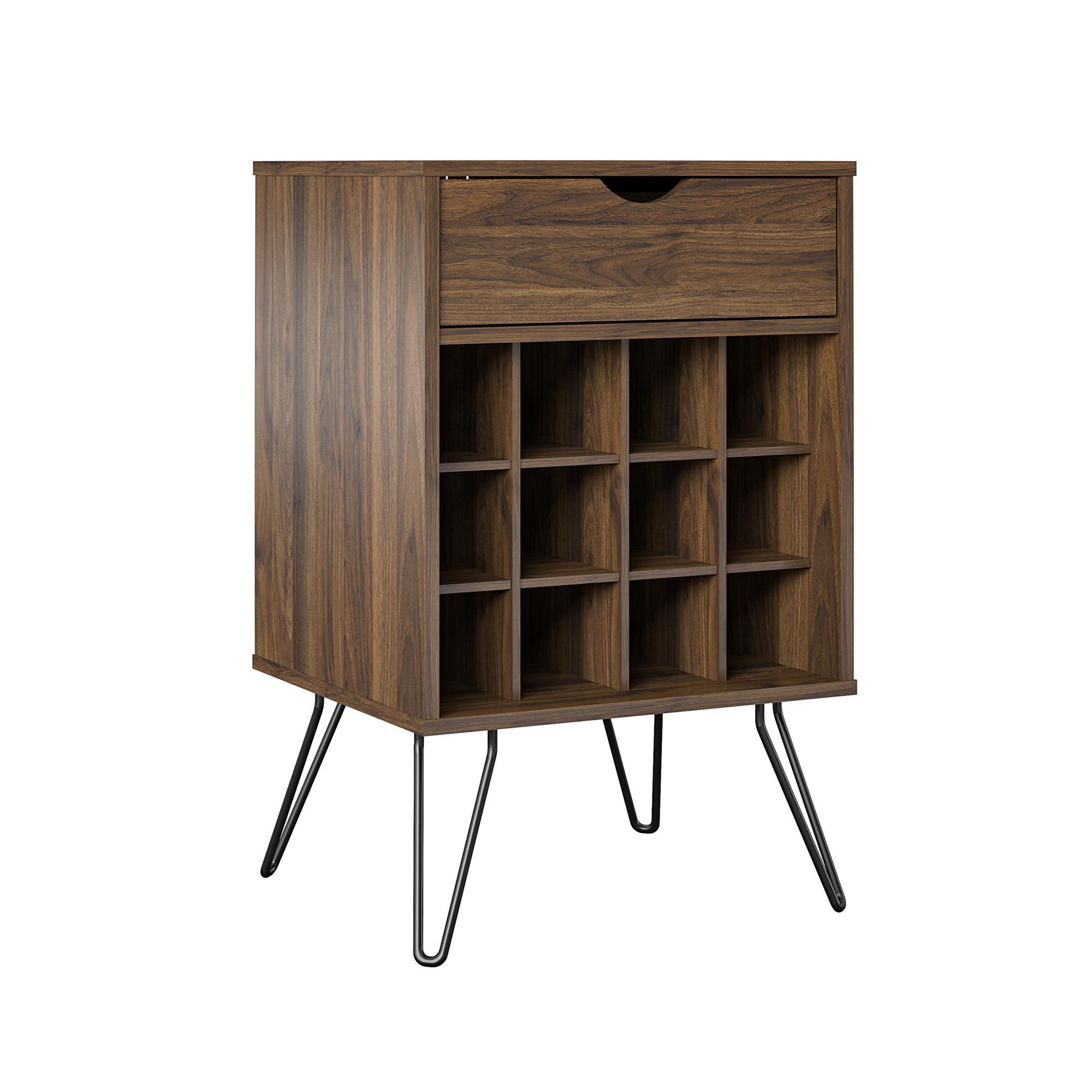 Weinregal Concord Walnussfarben H: 80 cm - Walnussfarben/Schwarz, Design, Holzwerkstoff/Metall (51/80/45cm) - MID.YOU