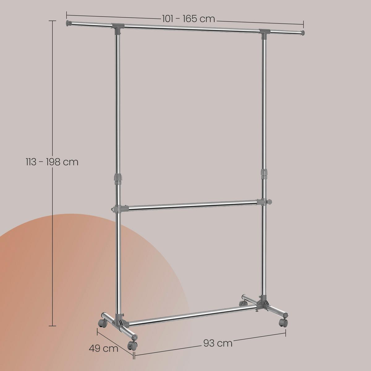 Kleiderwagen Eschefarben B: 93 Cm - Eschefarben, Basics, Kunststoff/Metall (93/113-198/49cm)