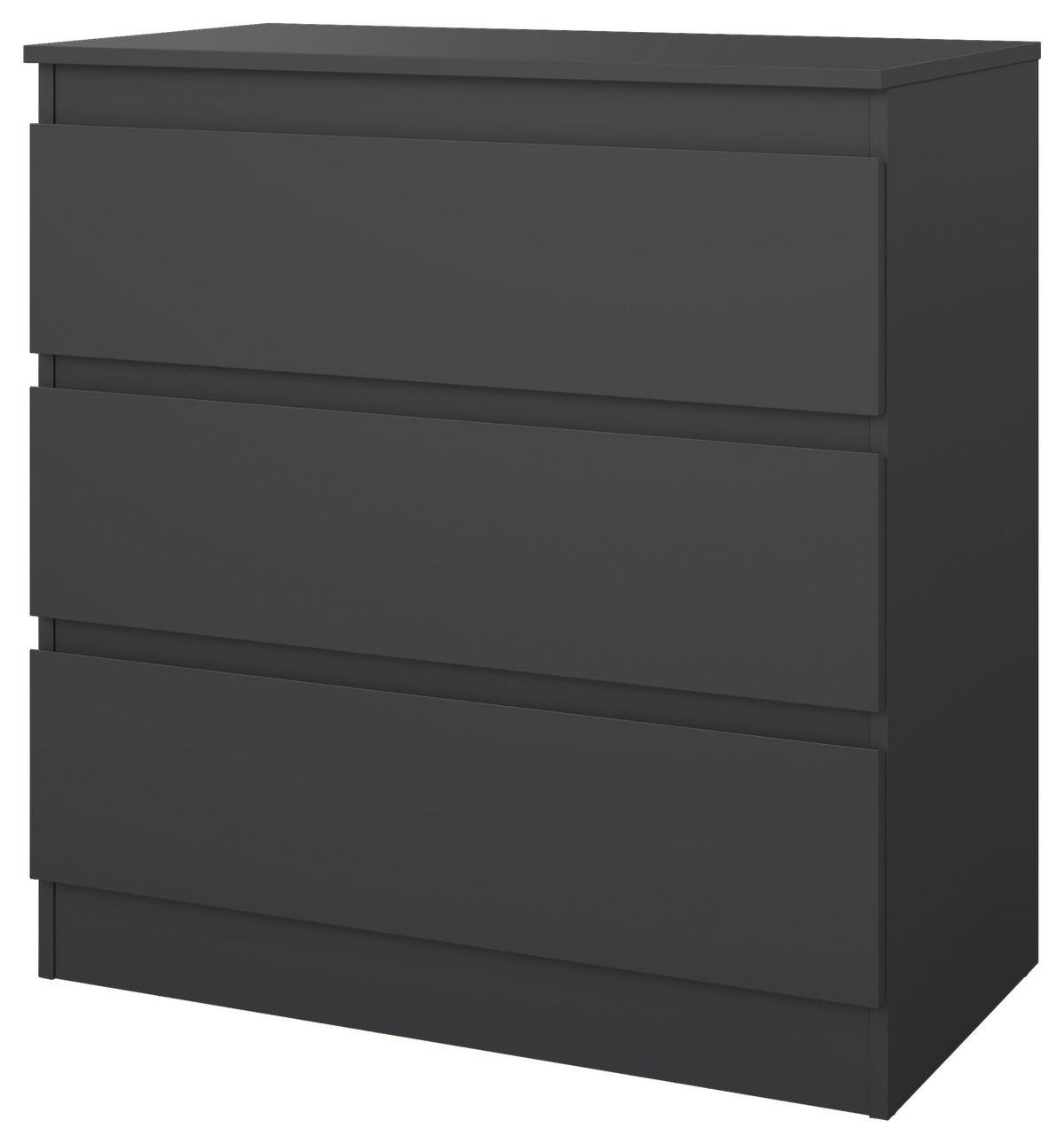 Kommode Mara 2 Anthrazit B: 77 cm - Anthrazit/Weiß, Trend, Holz (77/80,4/42cm)