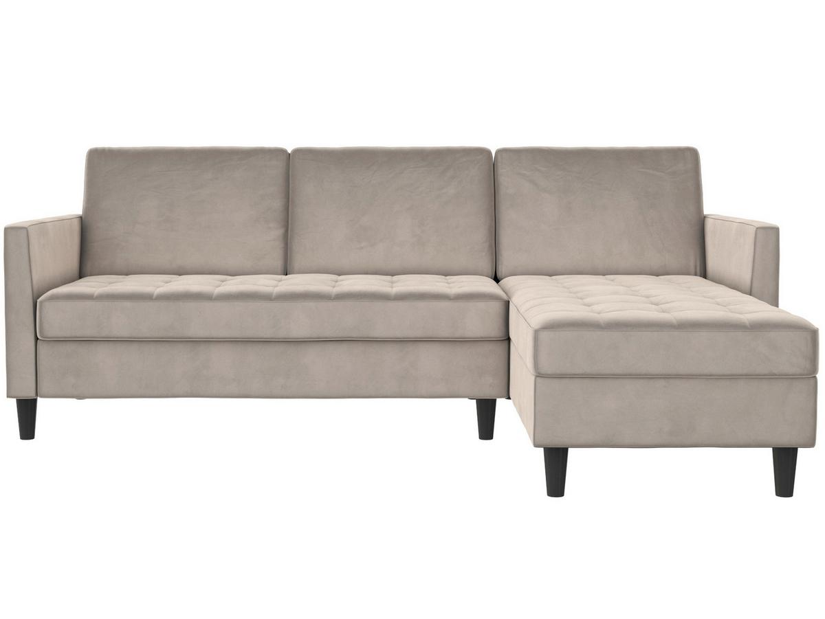 Ecksofa Palermo Taupe, mit Stauraum - Taupe/Schwarz, Basics, Textil (213/154cm) - Livetastic