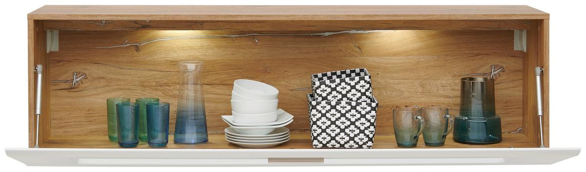 Hängevitrine Auris B: 150 cm Weiß/Eiche Dekor - Eichefarben/Weiß, MODERN, Glas/Holzwerkstoff (150/43/37,1cm) - Luca Bessoni