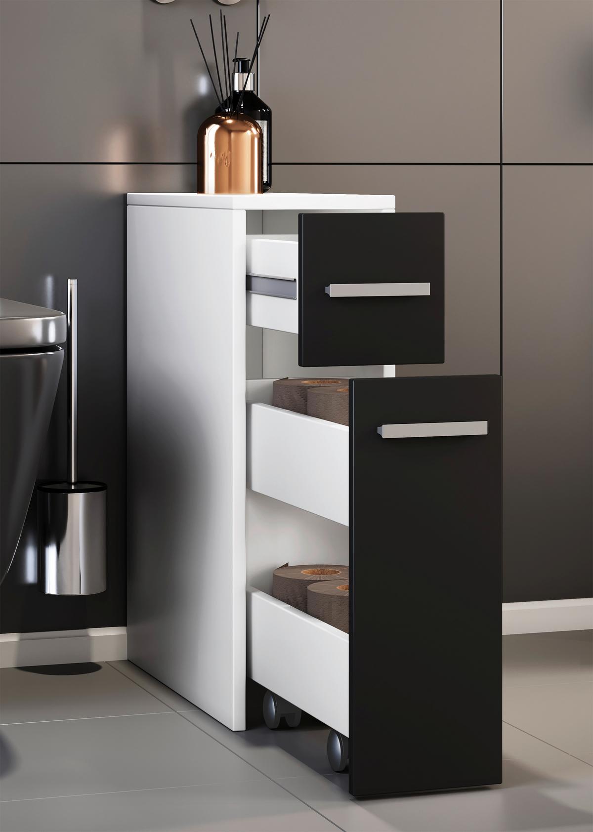 Midischrank Zalo BxH 19,9 cm 61,4 cm Schwarz/Weiß - Schwarz/Weiß, MODERN, Holzwerkstoff (19,9/61,4/45cm) - MID.YOU