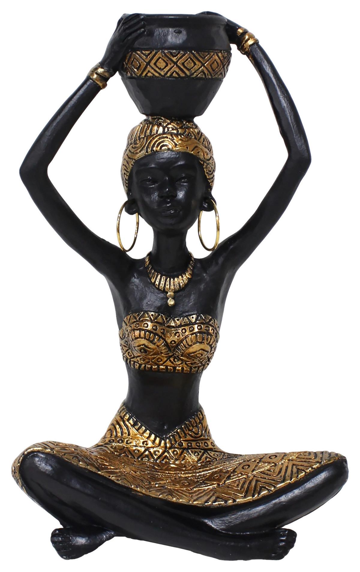 Skulptur Nala - Goldfarben/Schwarz, KONVENTIONELL, Kunststoff/Metall (16,5/9,5/26,5cm) - James Wood