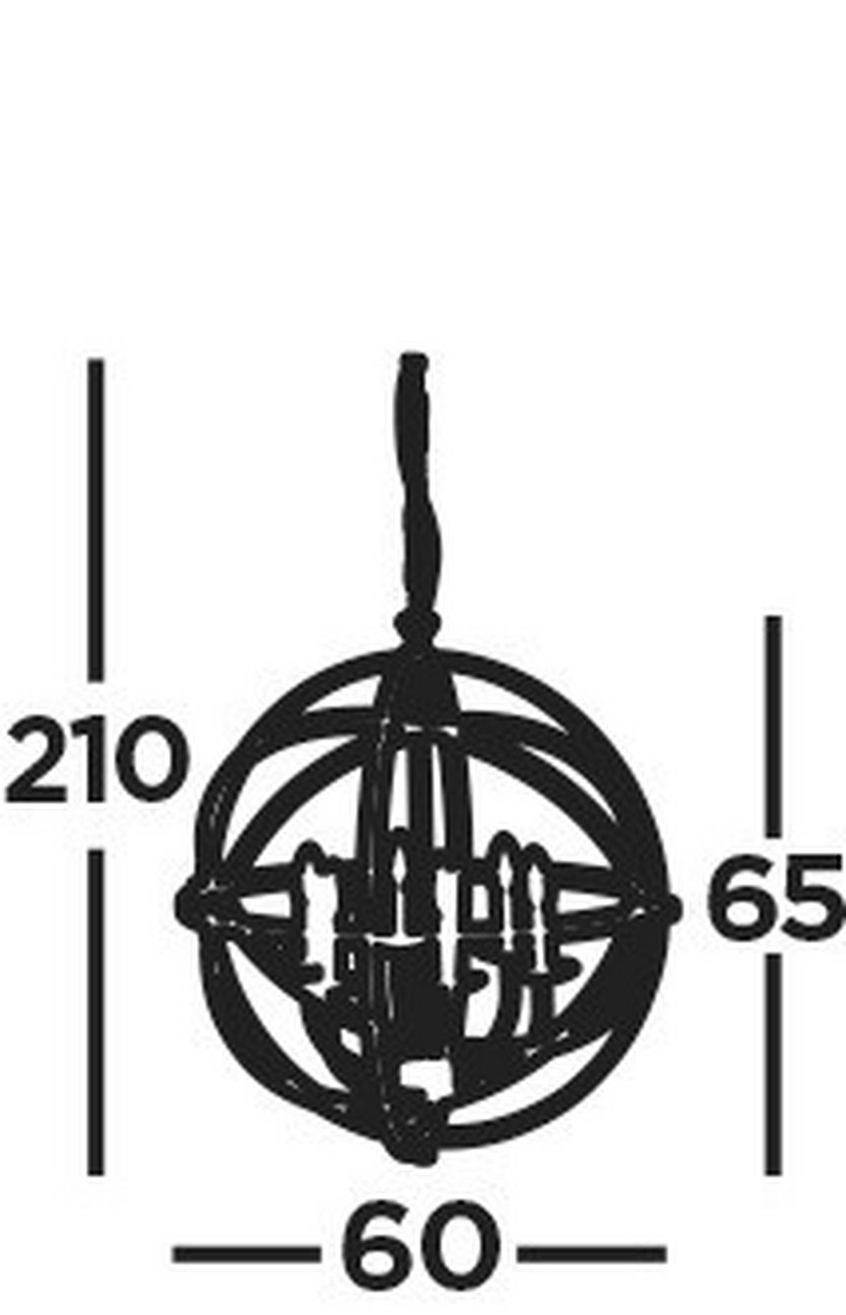Hängeleuchte Orbit 2476-6ab - Messingfarben, Design, Metall (60/210cm)