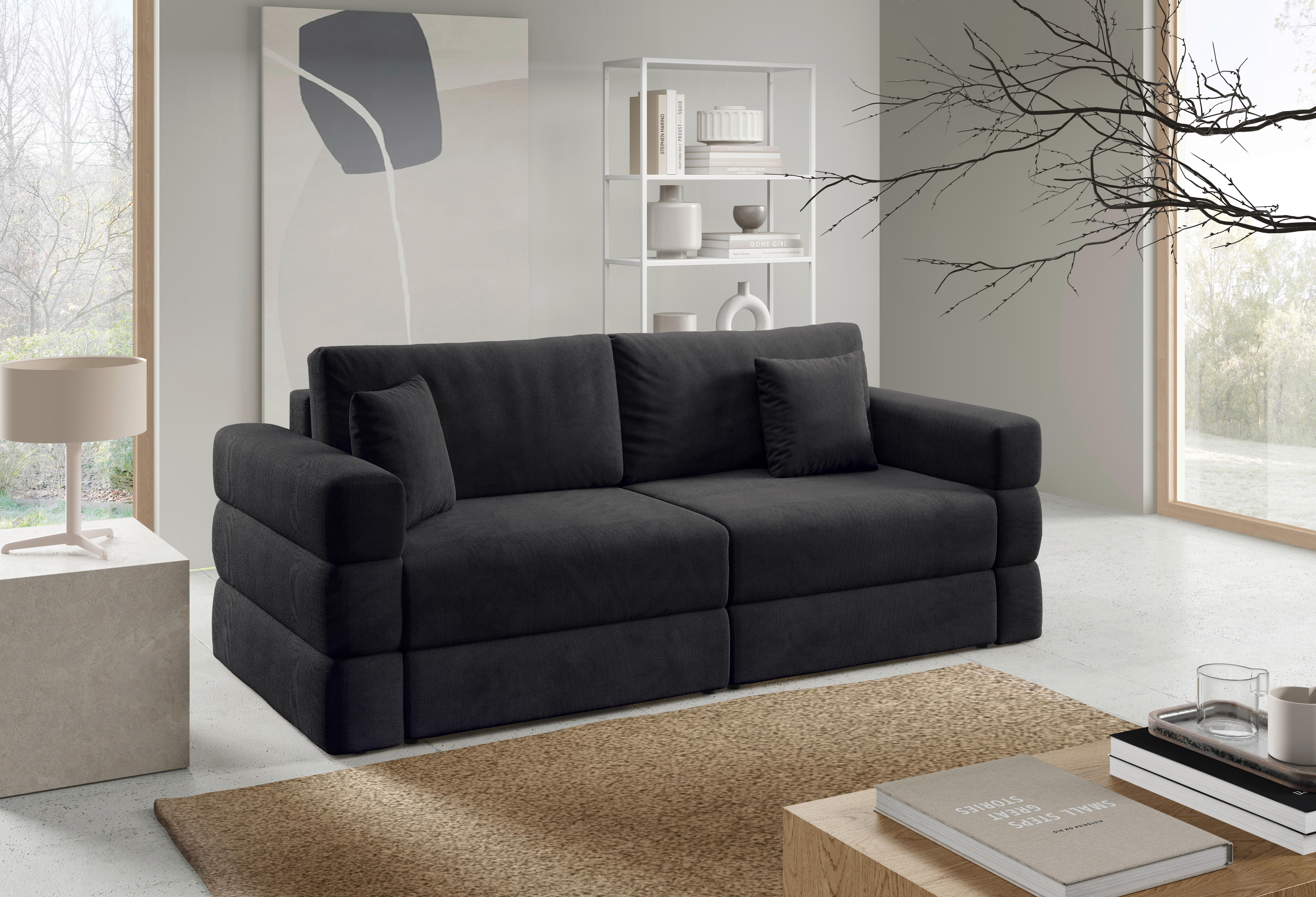 Schlafsofa Terazzo Schwarz B: 254cm - Schwarz, Design, Textil (254/93/167cm) - Livetastic
