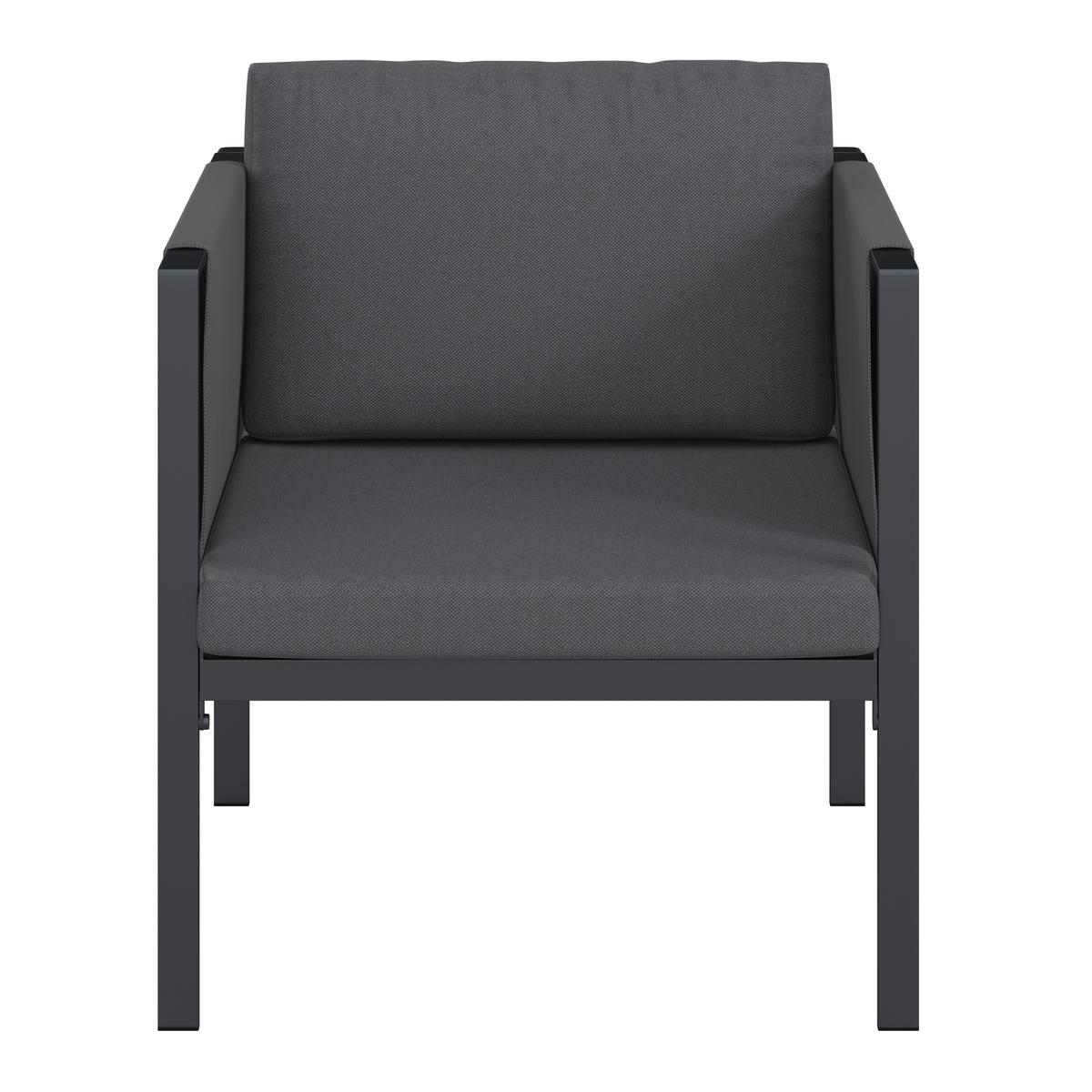 Loungegarnitur 4-tlg Padua Metall/kunststoff Mit Kissen - Dunkelgrau/Schwarz, MODERN, Holz/Kunststoff - Beldano