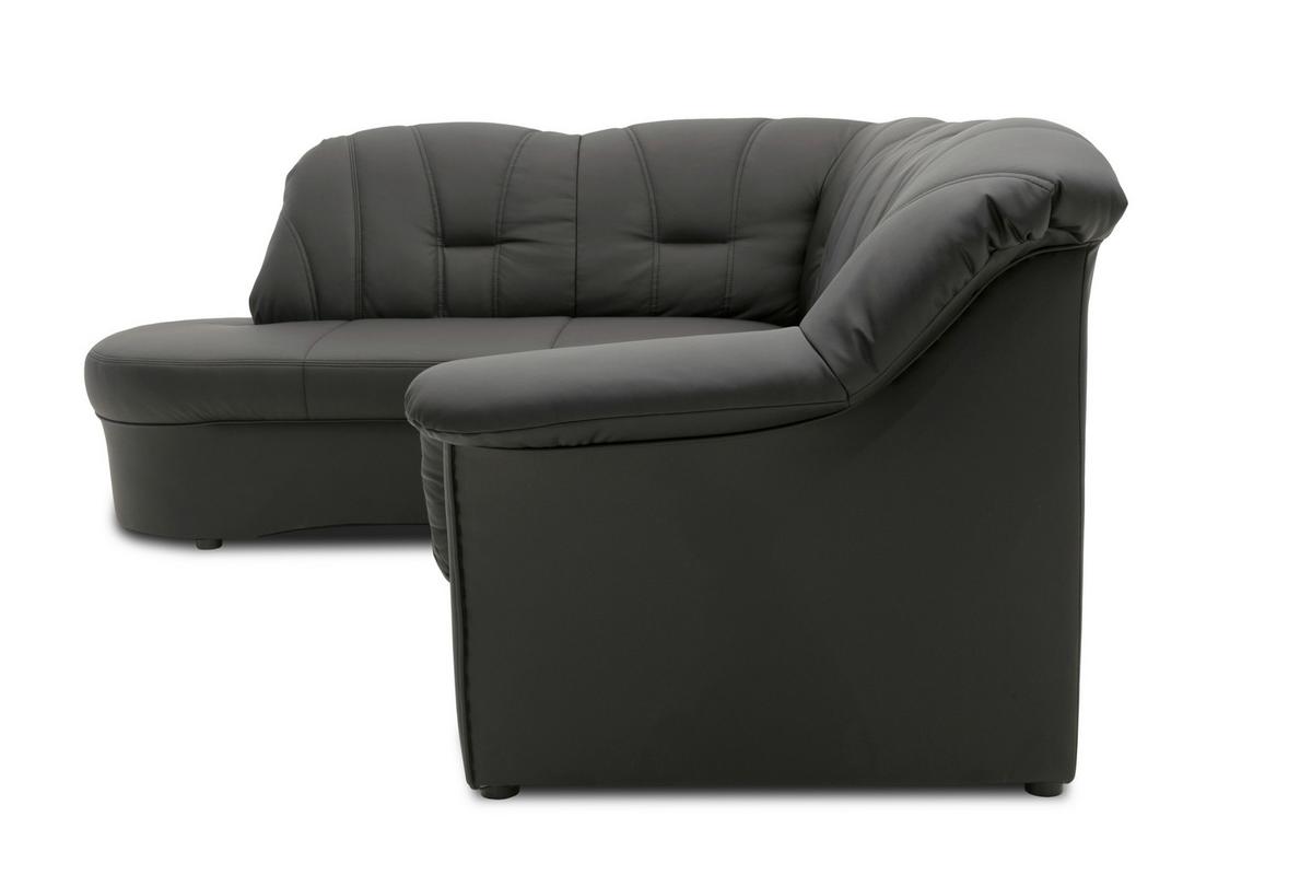 Ecksofa mit Bettfunktion Papenburg Schwarz Lederlook - Schwarz, KONVENTIONELL, Textil (180/243cm) - MID.YOU