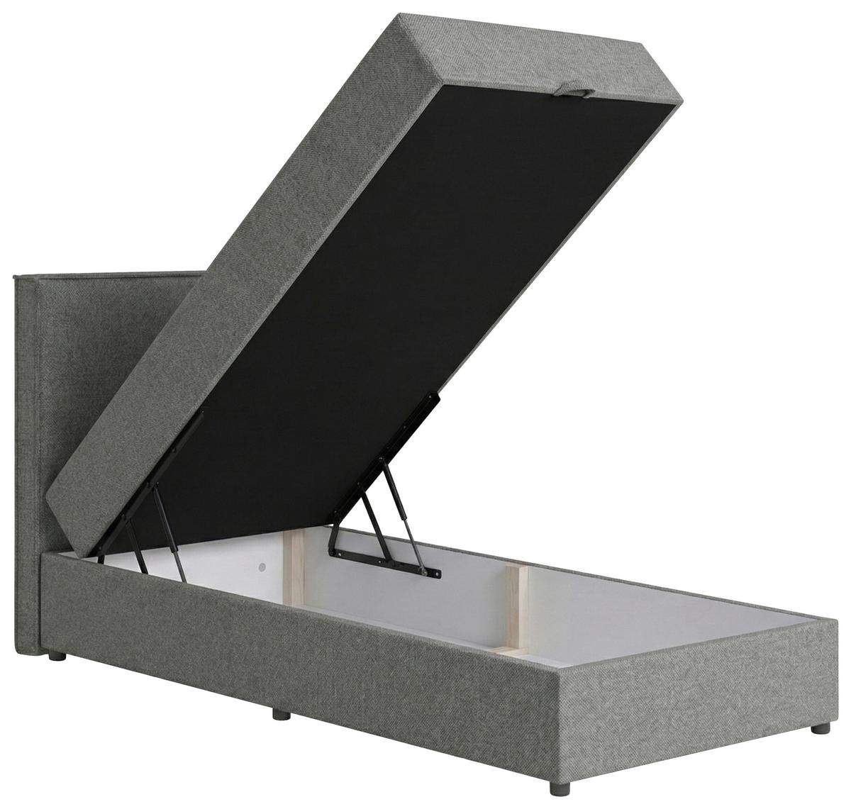 Boxspringbett Naxos 100x200 Soul 2 Grau - Schwarz/Grau, MODERN, Holzwerkstoff/Textil (100/200cm)